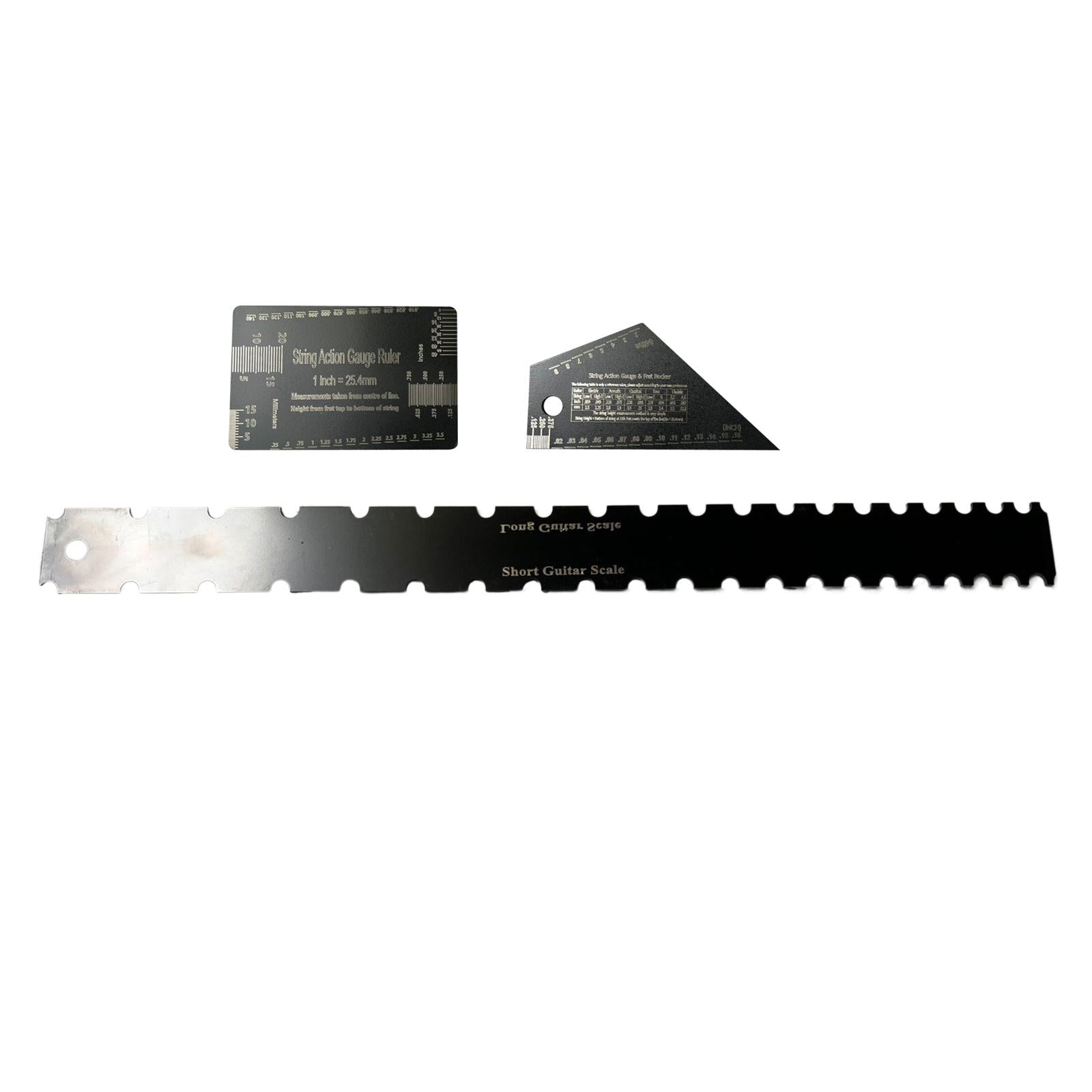 3 Pieces Guitar Neck Notched Straight Ruler Stainless Steel Fret Rocker