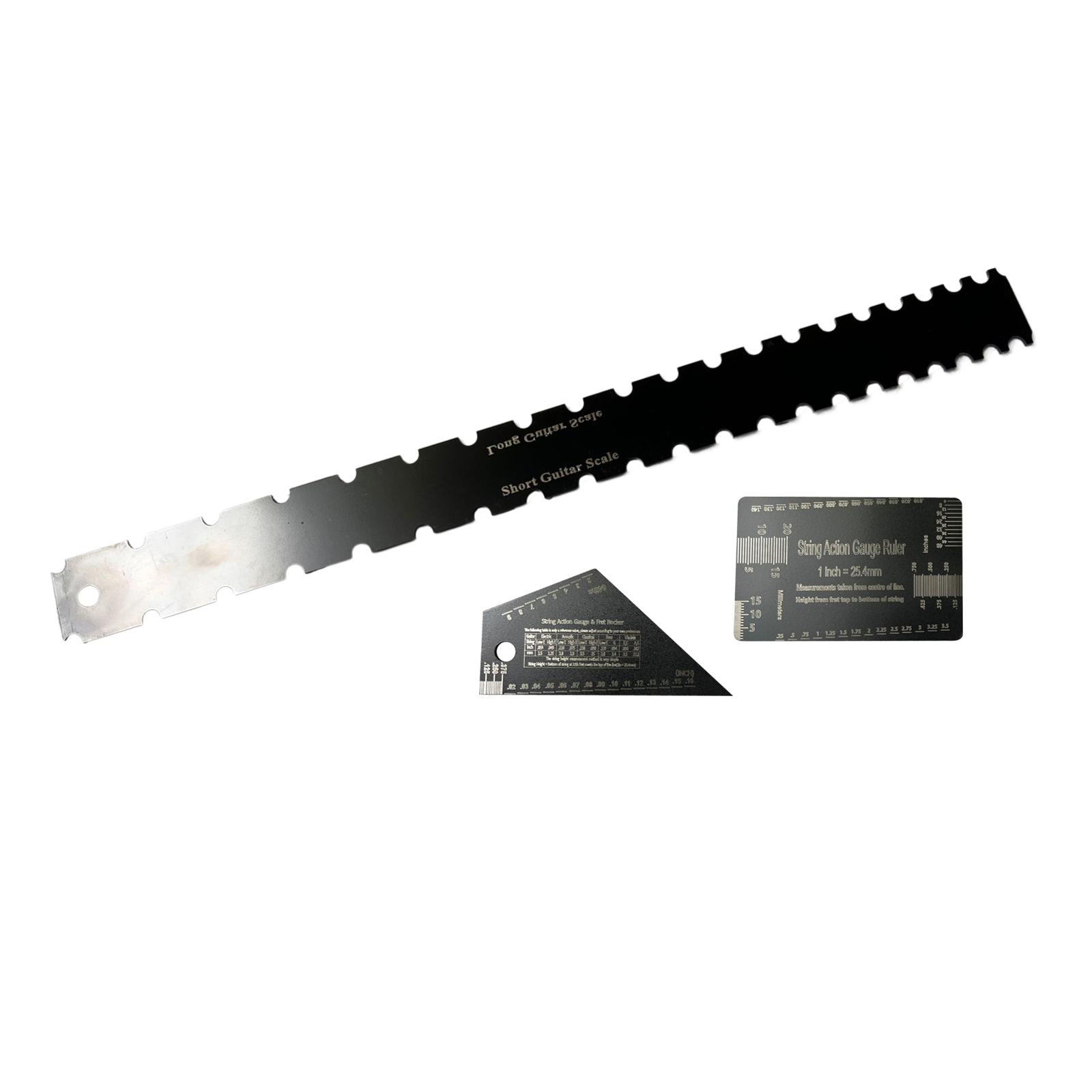 3 Pieces Guitar Neck Notched Straight Ruler Stainless Steel Fret Rocker