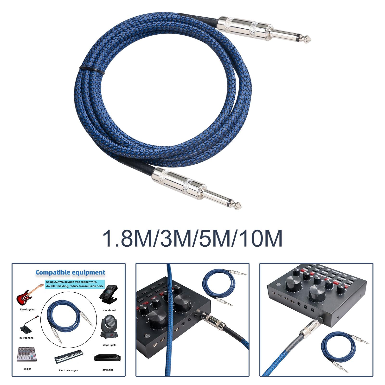 1/4 Straight Instrument Cable Electric Instrument Cable for Speaker Mixer 1.8 Meters"