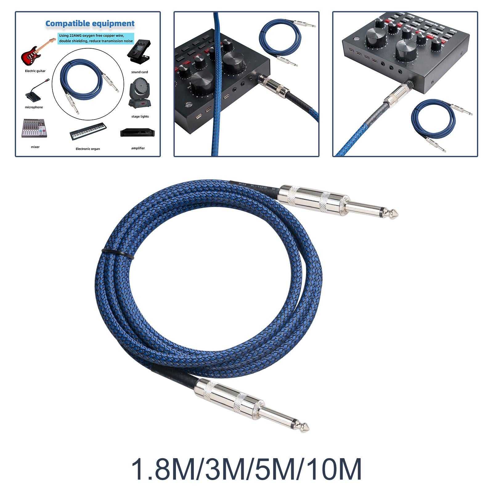 1/4 Straight Instrument Cable Electric Instrument Cable for Speaker Mixer 1.8 Meters"