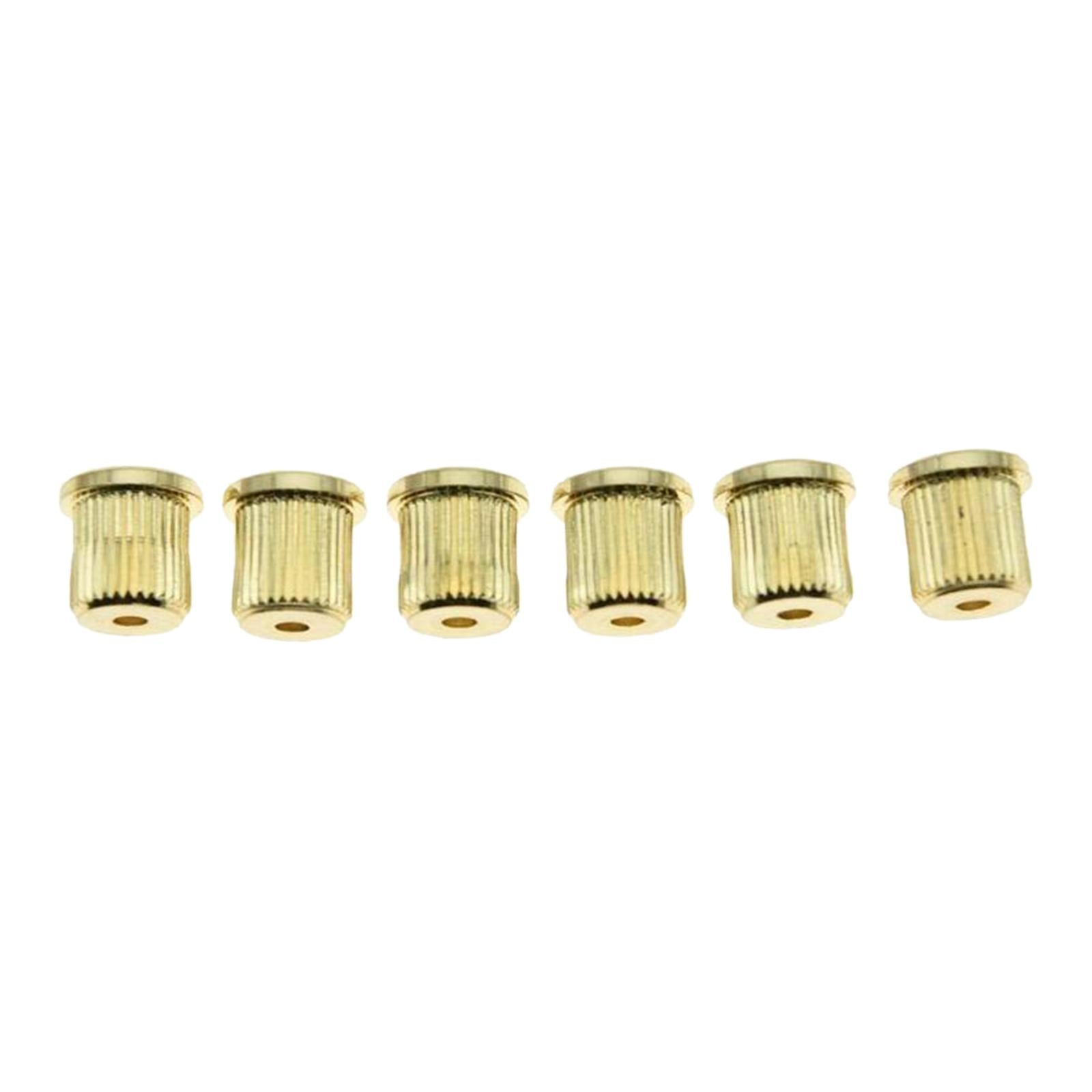 6 Pieces Durable Iron Guitar Through Body String Ferrules Replacement Parts Golden