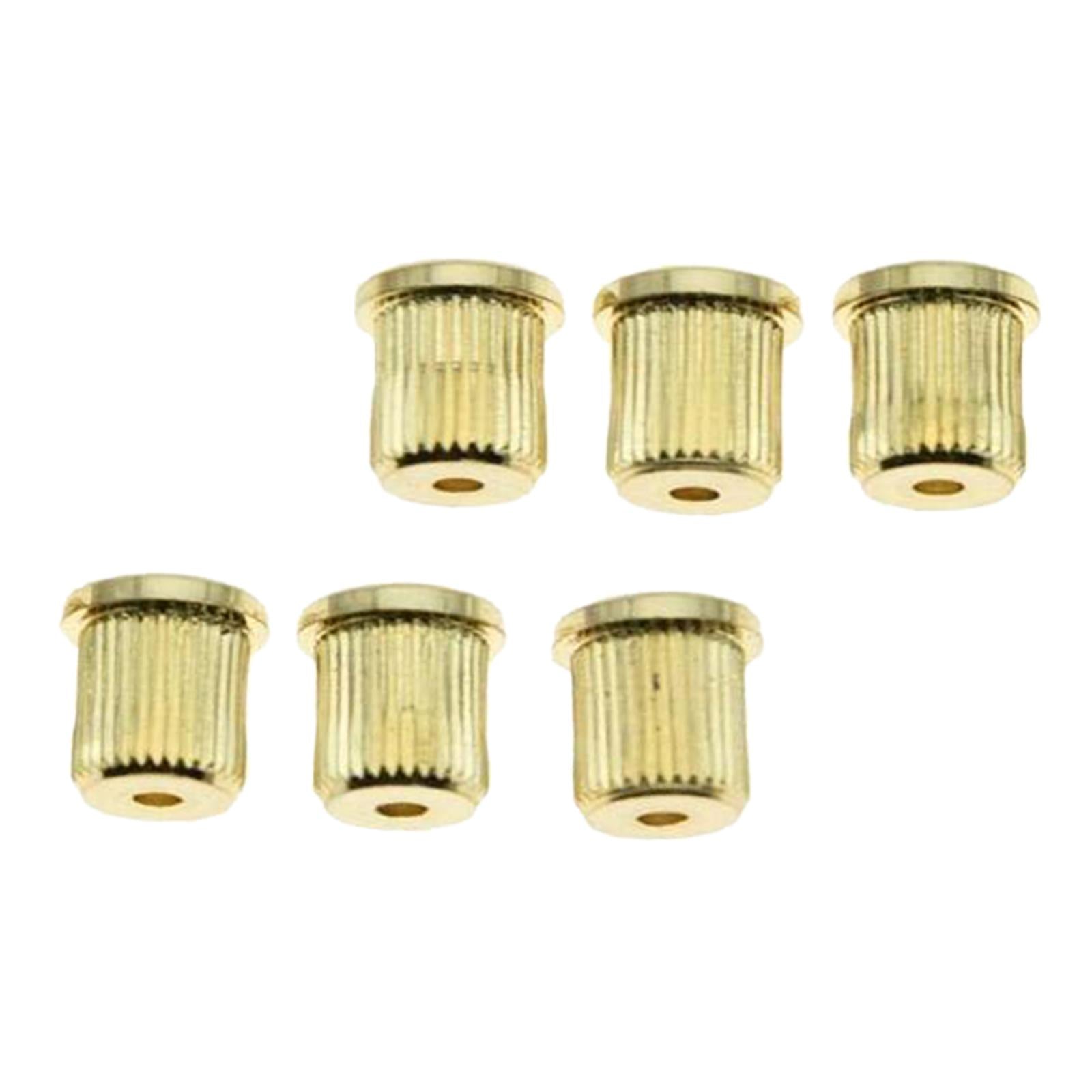 6 Pieces Durable Iron Guitar Through Body String Ferrules Replacement Parts Golden