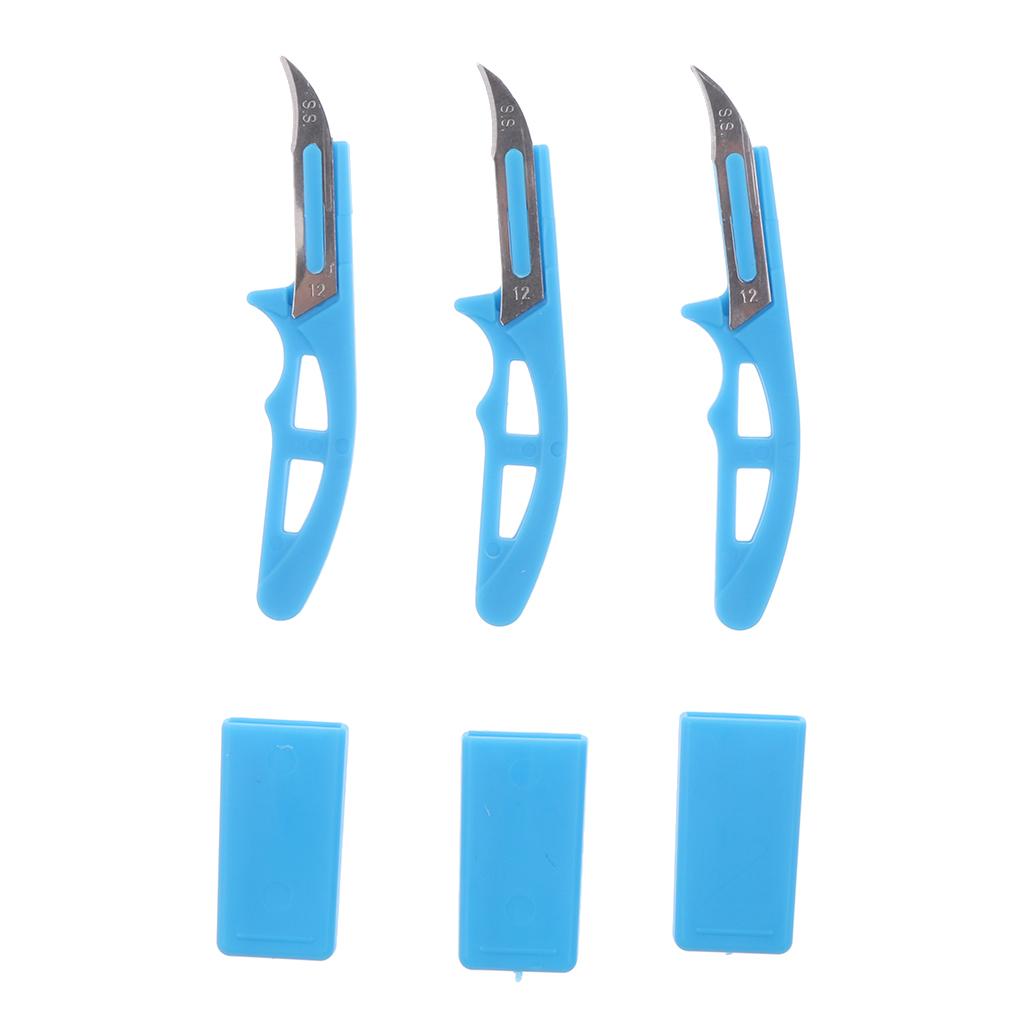 3 Pieces Stainless Steel Mini Castrator Pocket Scalpel Hunting Butcher Knife