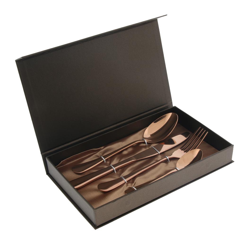 Stainless Steel Flatware Set Knife Fork Spoon Steak Cutlery Set Rose Gold