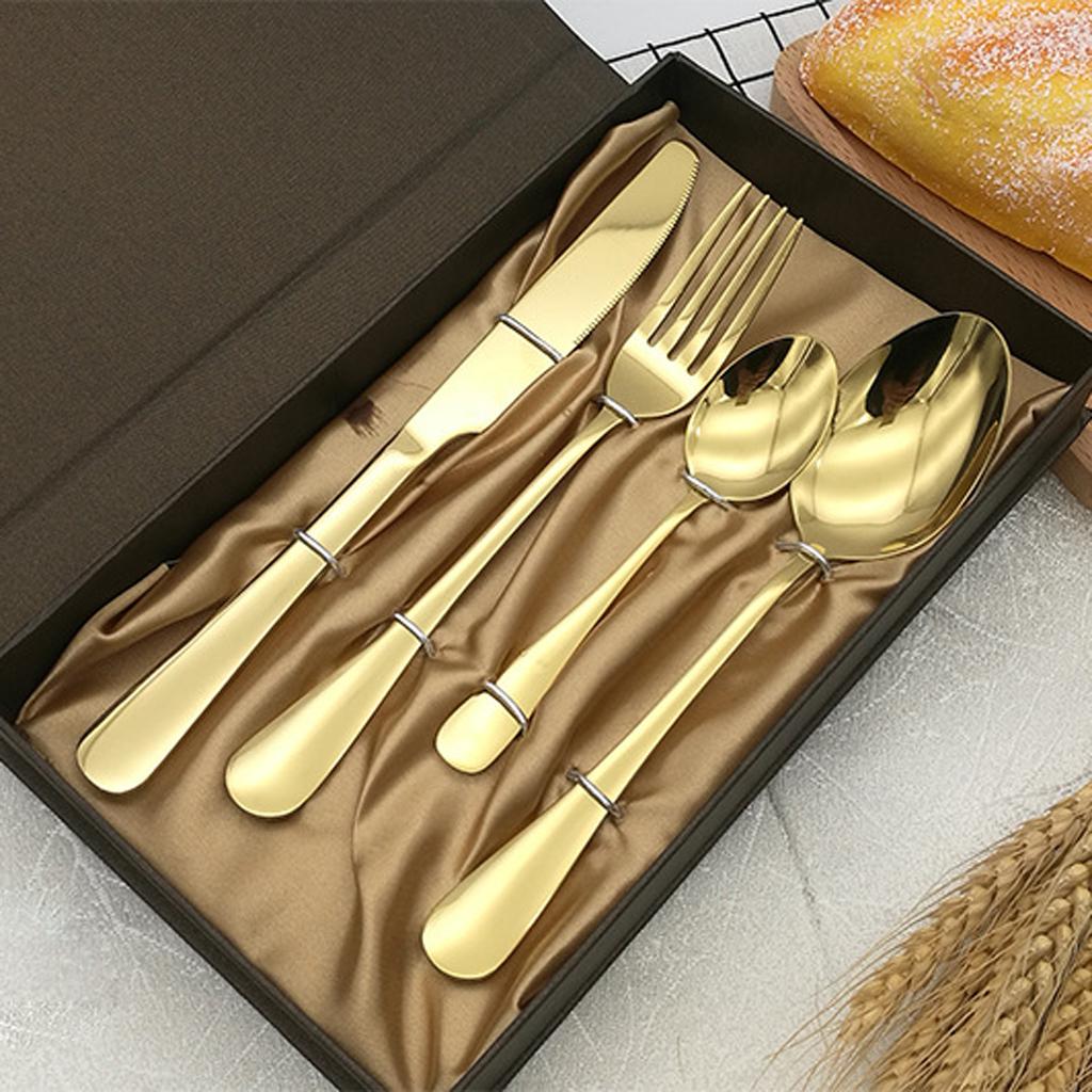 Stainless Steel Flatware Set Knife Fork Spoon Steak Cutlery Set Rose Gold