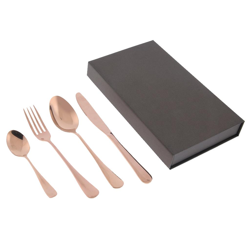 Stainless Steel Flatware Set Knife Fork Spoon Steak Cutlery Set Rose Gold