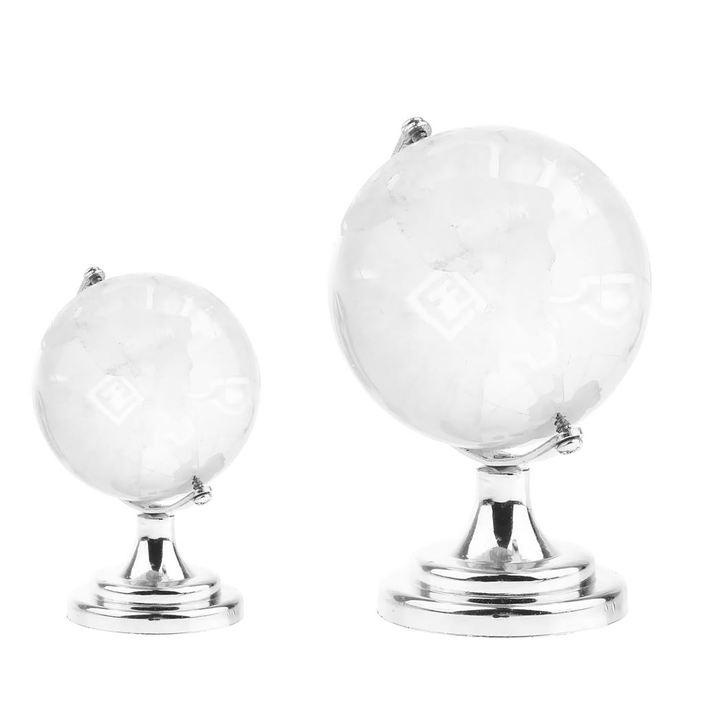 Silver Stand Crystal  World Globe Wedding Gift Paperweight  90mm height