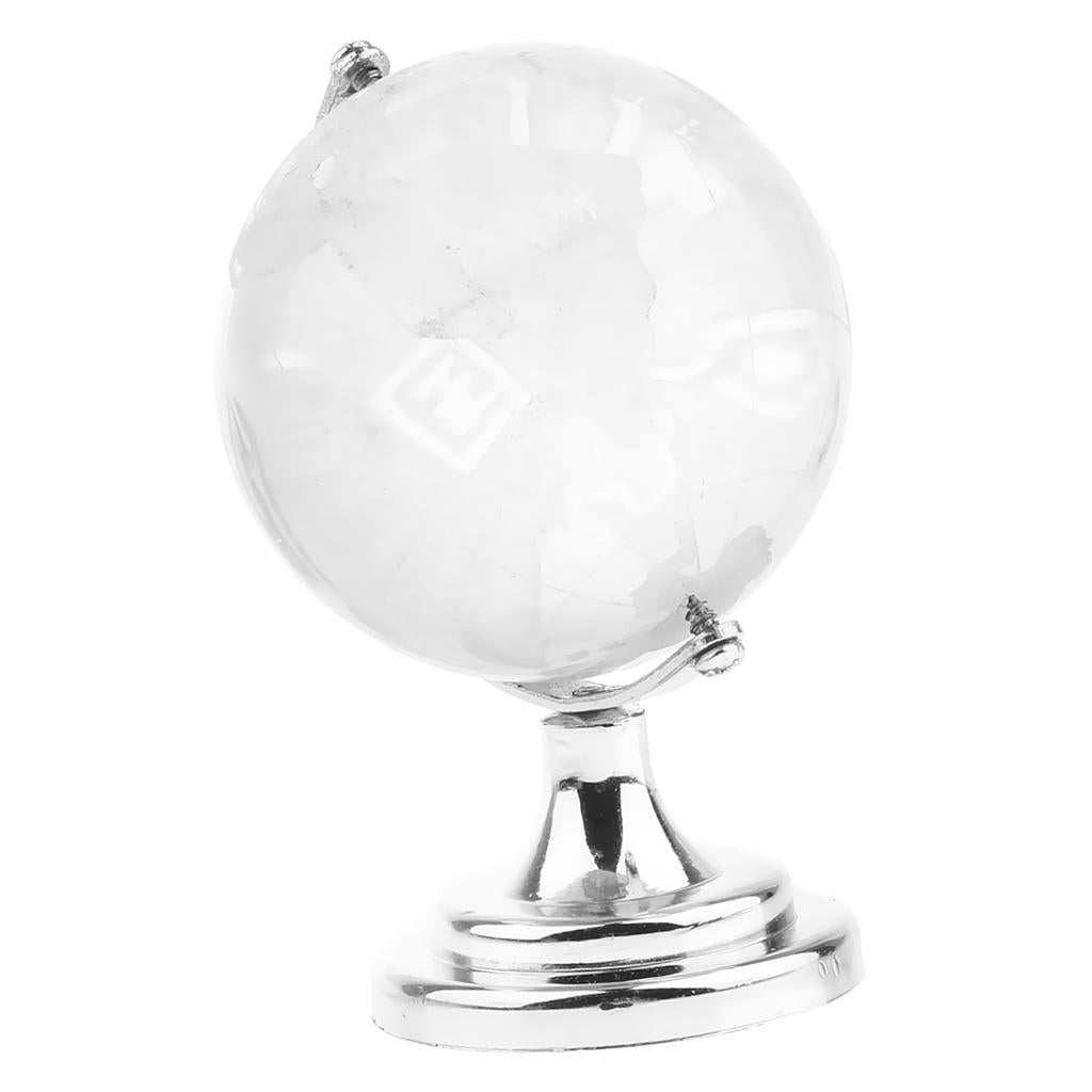 Silver Stand Crystal  World Globe Wedding Gift Paperweight  150mm height