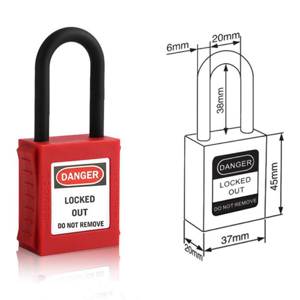 Safety Security Lockout Padlock Keyed Alike Nylon 38mm Shackle  White