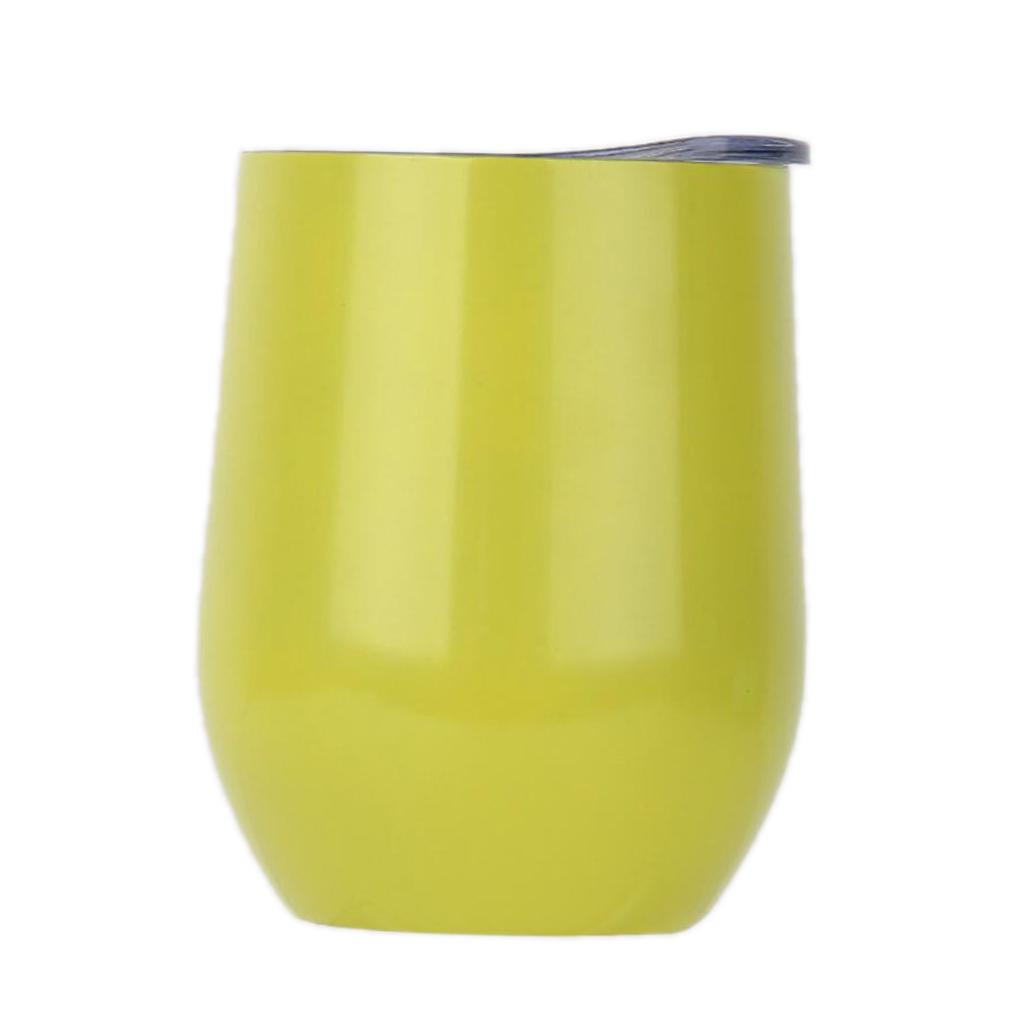 Insulated Stainless Steel Wine Double Wall Vacuum Cup 12oz Yellow