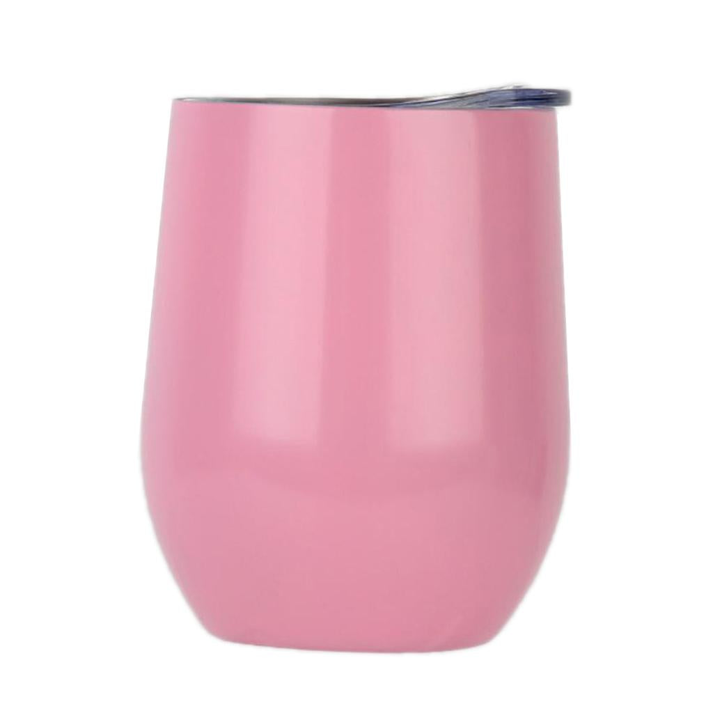 Insulated Stainless Steel Wine Double Wall Vacuum Cup 12oz Light Pink