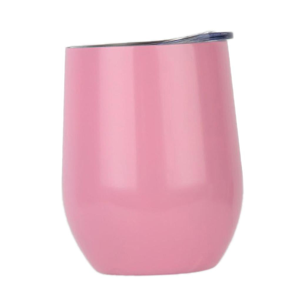 Insulated Stainless Steel Wine Double Wall Vacuum Cup 12oz Light Pink