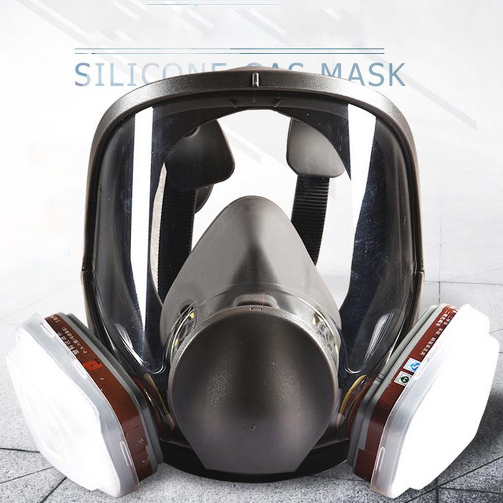 Full Face Smoke Gas Filter Guards Shields Anti-fog Facepiece w/ Cartrige