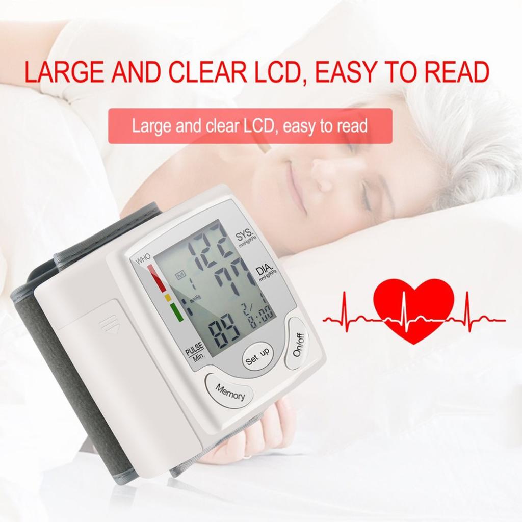 Automatic Digital Wrist Blood Pressure Monitor Cuff Machine Home Test Device