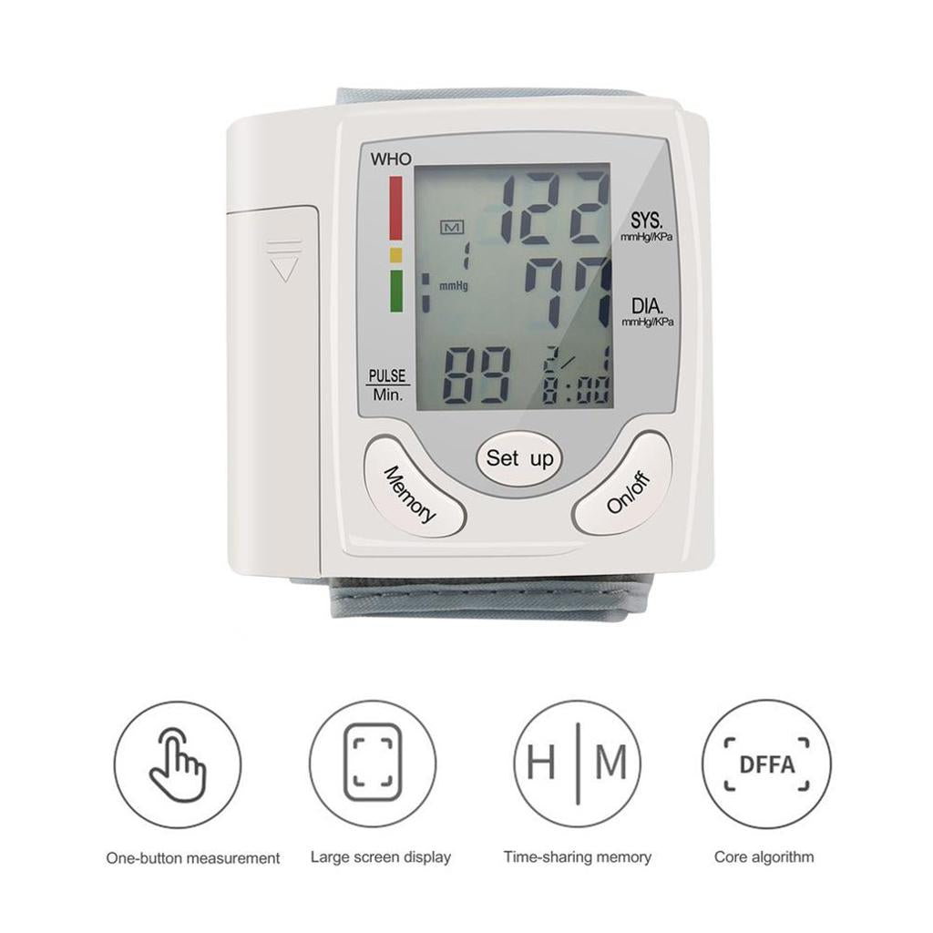Automatic Digital Wrist Blood Pressure Monitor Cuff Machine Home Test Device