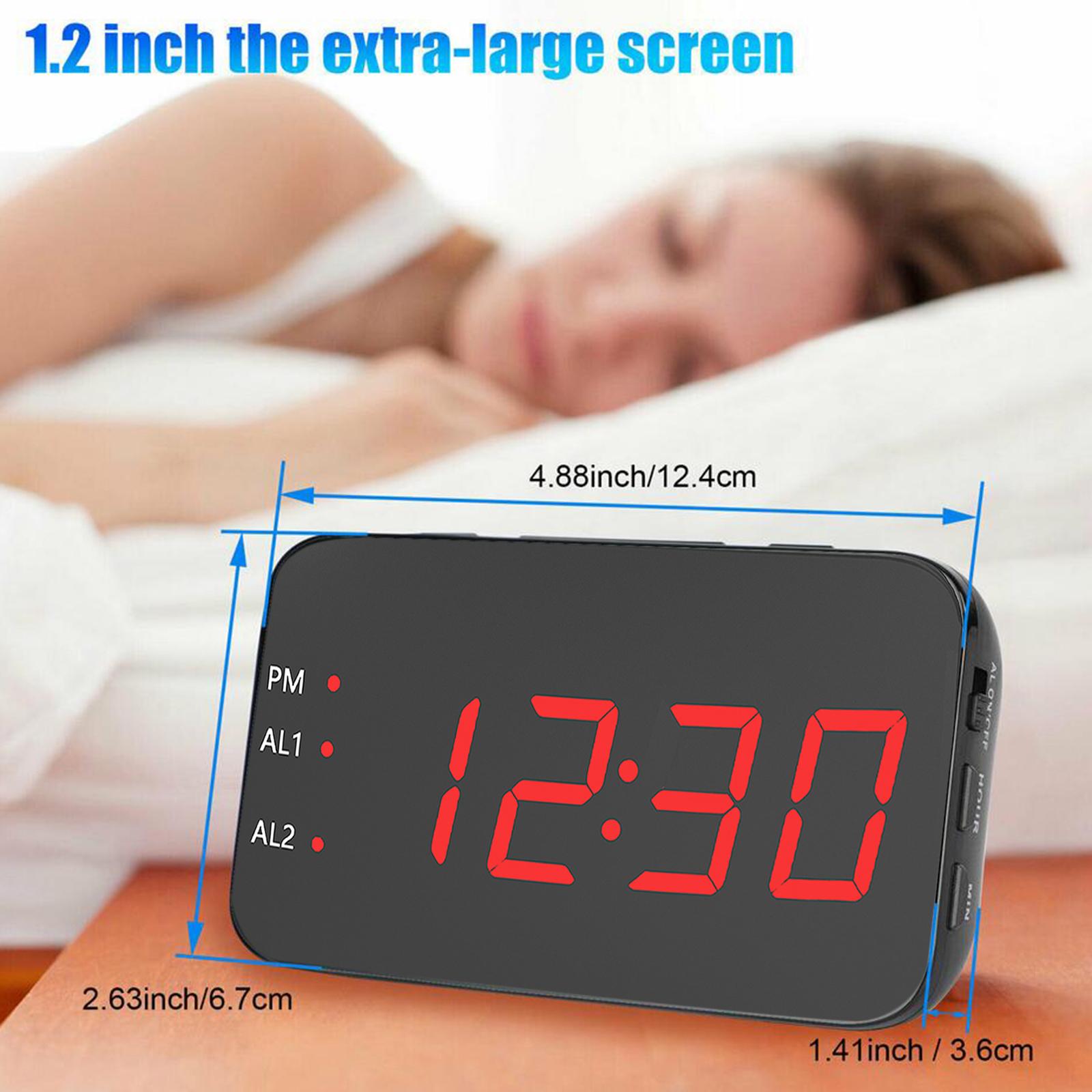 Digital Alarm Clock Led LED Display Snooze Desk Temperature Display Red