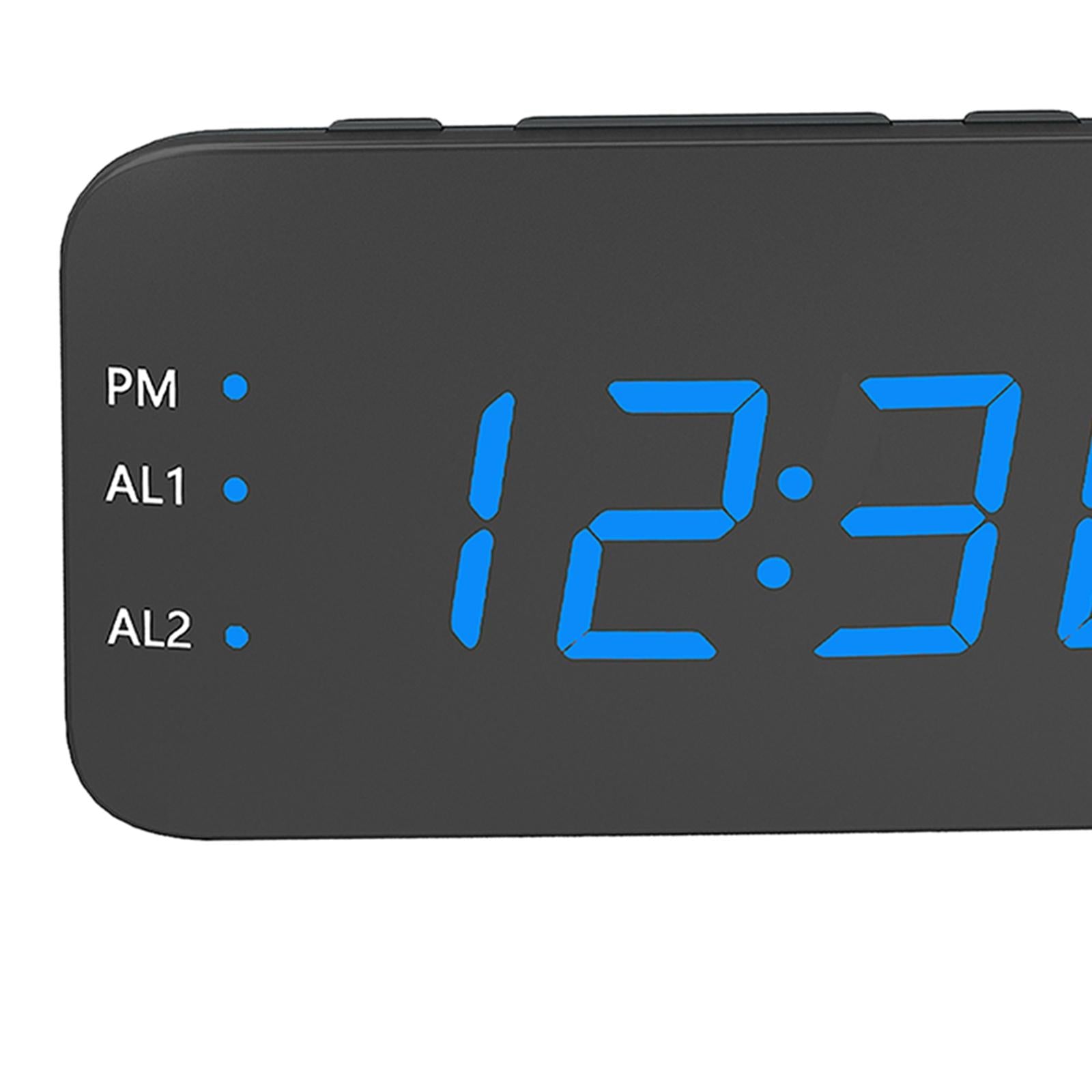 Digital Alarm Clock Led LED Display Snooze Desk Temperature Display Blue
