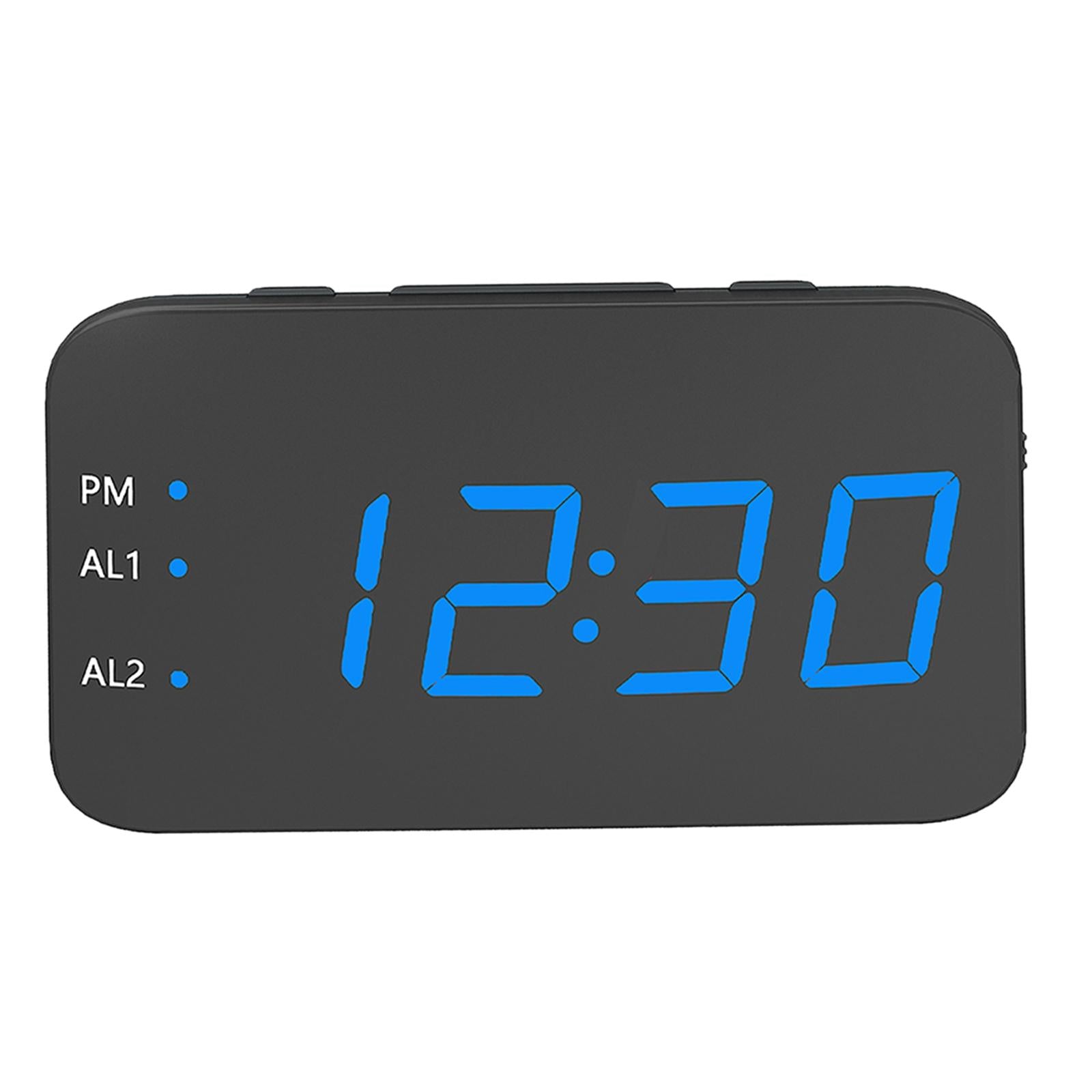 Digital Alarm Clock Led LED Display Snooze Desk Temperature Display Blue