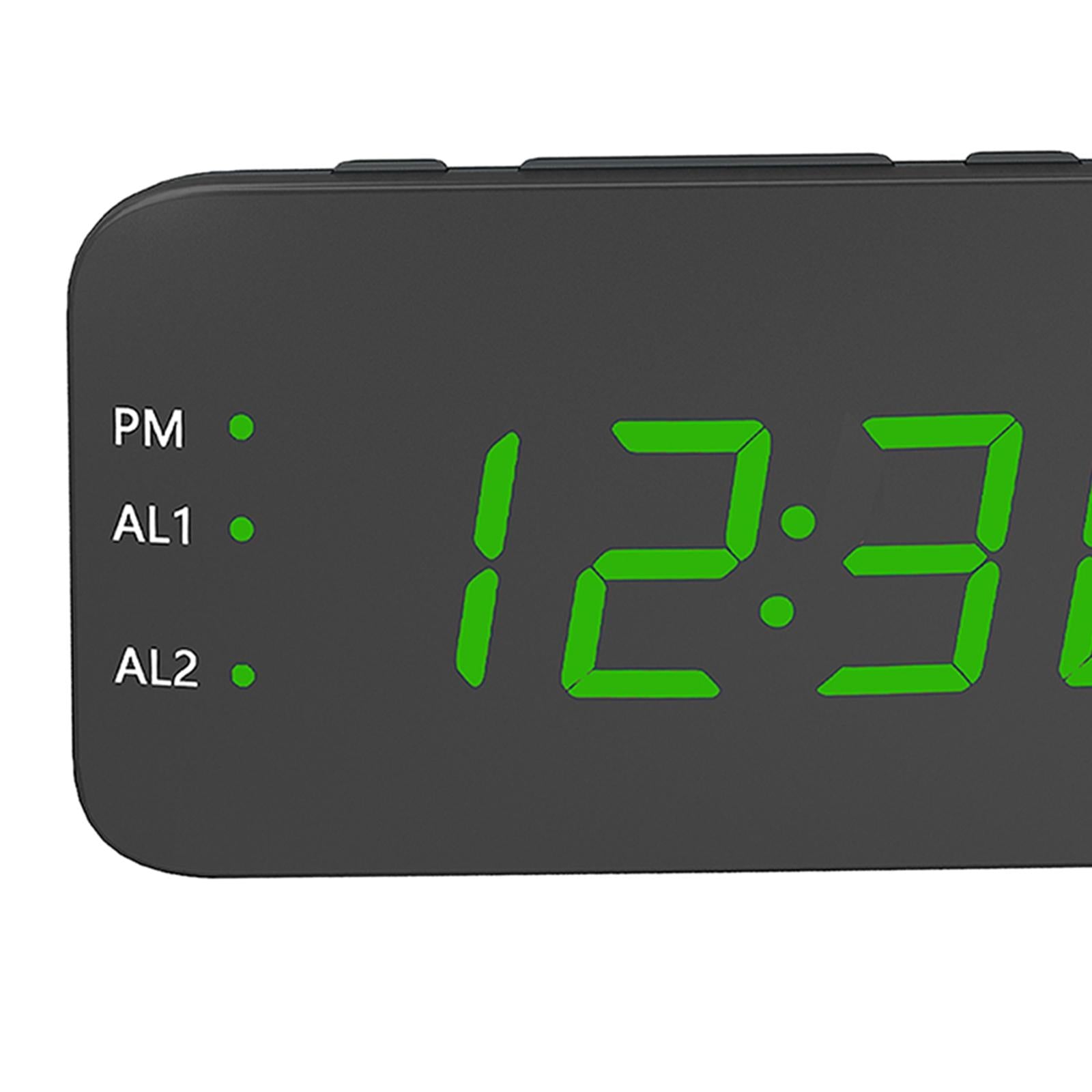 Digital Alarm Clock Led LED Display Snooze Desk Temperature Display Green