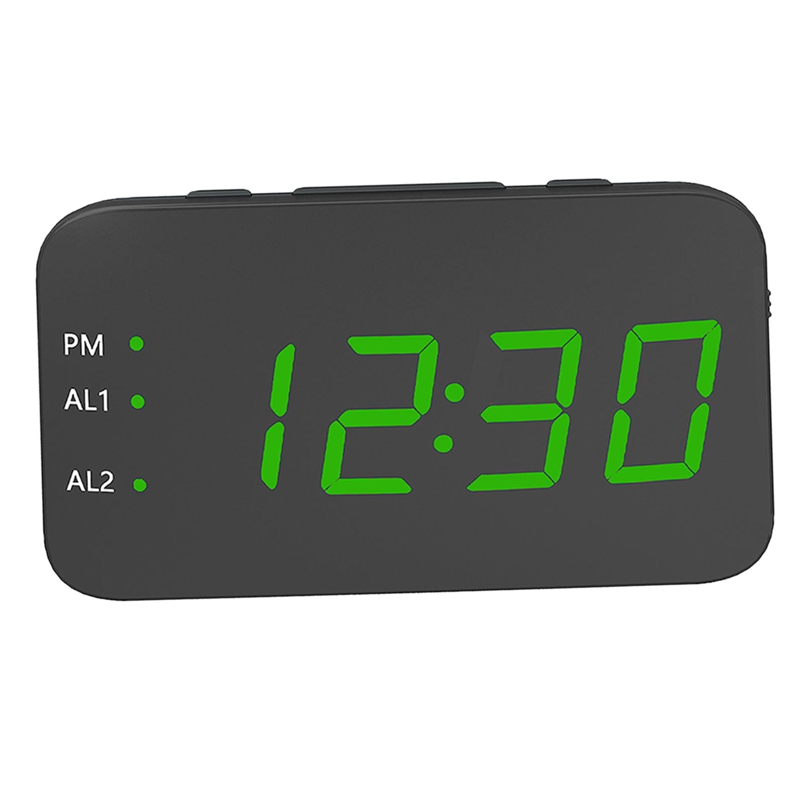Digital Alarm Clock Led LED Display Snooze Desk Temperature Display Green