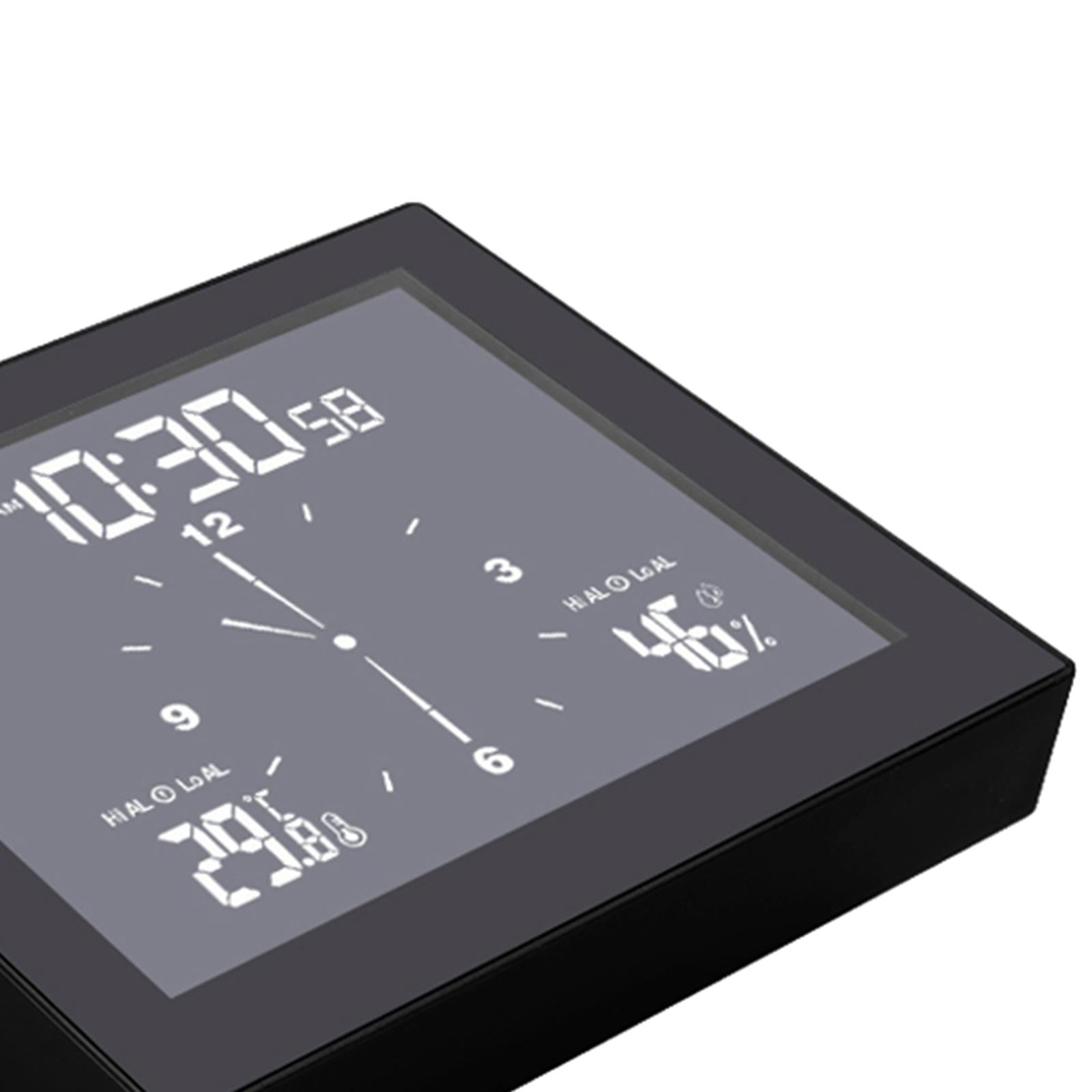 Desktop Wall Digital LCD Shower Clock Humidity Temperature LCD Display Black