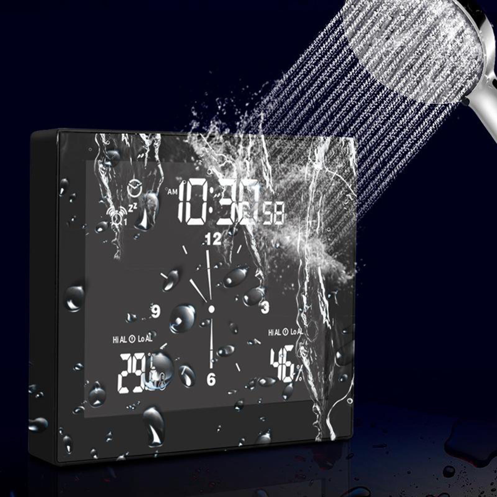 Desktop Wall Digital LCD Shower Clock Humidity Temperature LCD Display Black