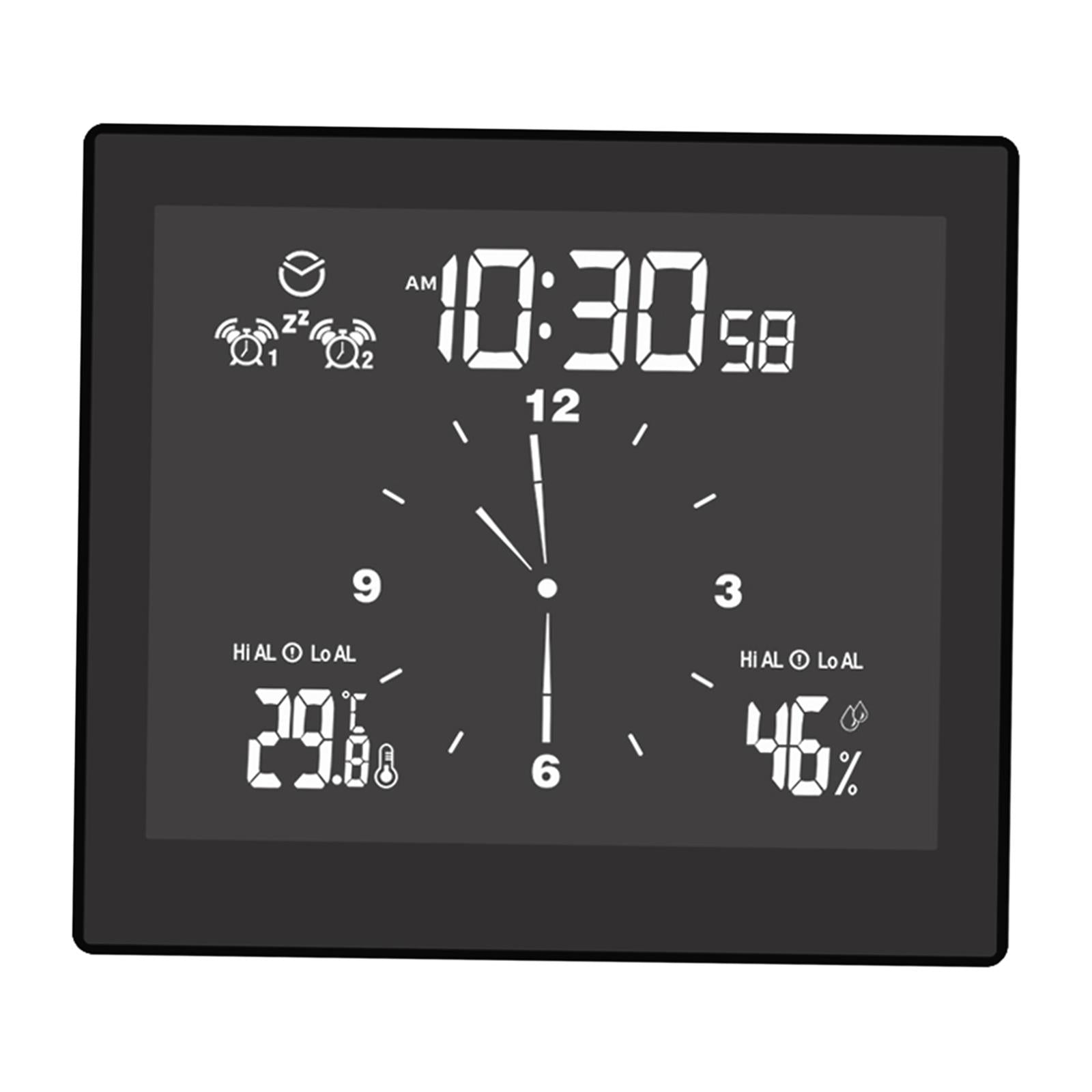 Desktop Wall Digital LCD Shower Clock Humidity Temperature LCD Display Black