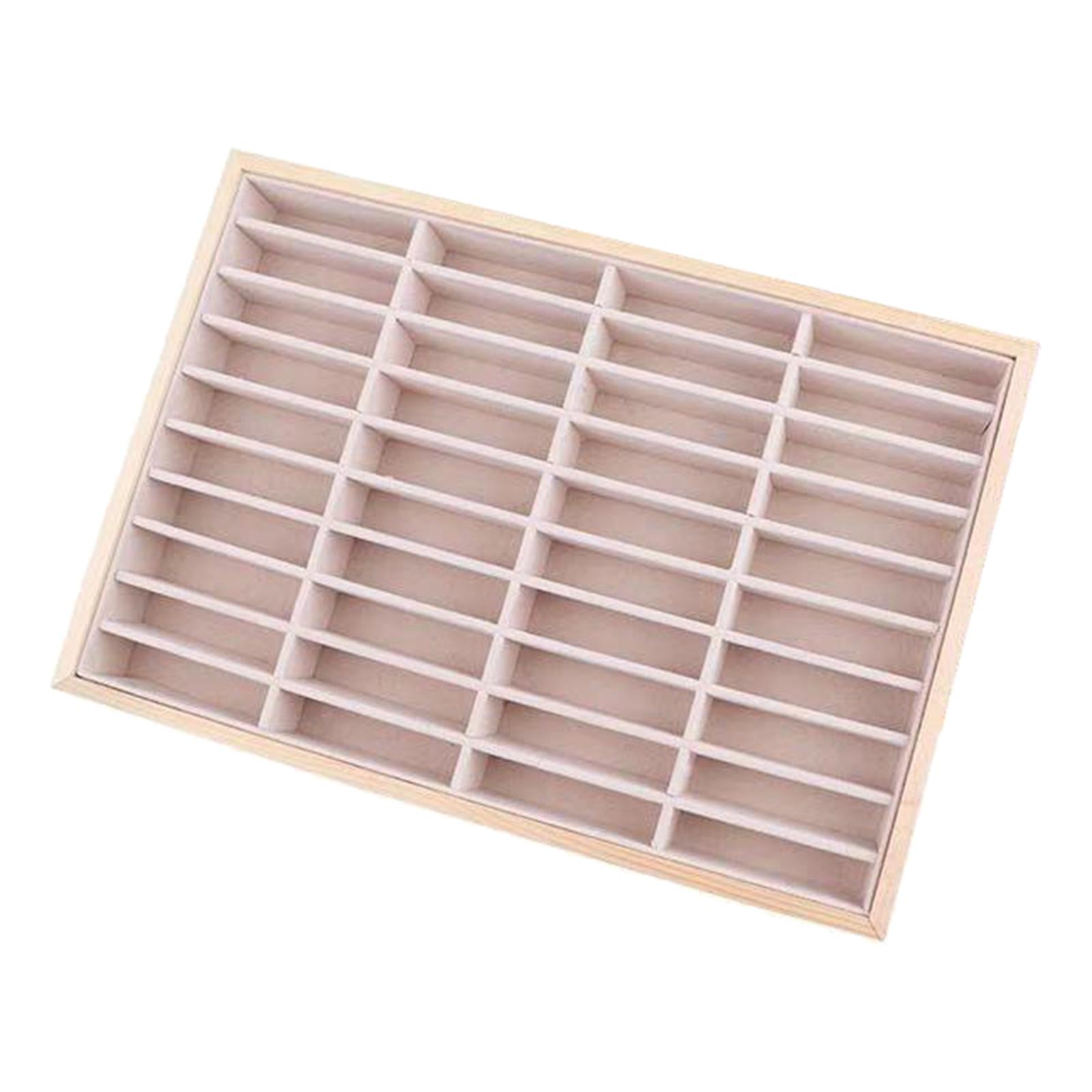 Wood Velvet Jewelry Organizer Display Case Tray Box for Necklaces Style 1