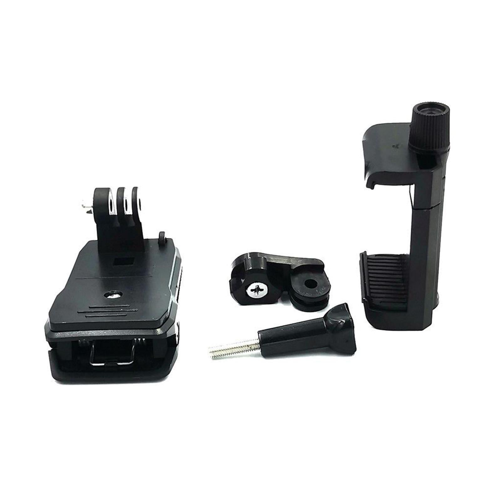 Action Camera Clamp Mount Kit Backpack Strap Clip Holder 360 Degree Rotate