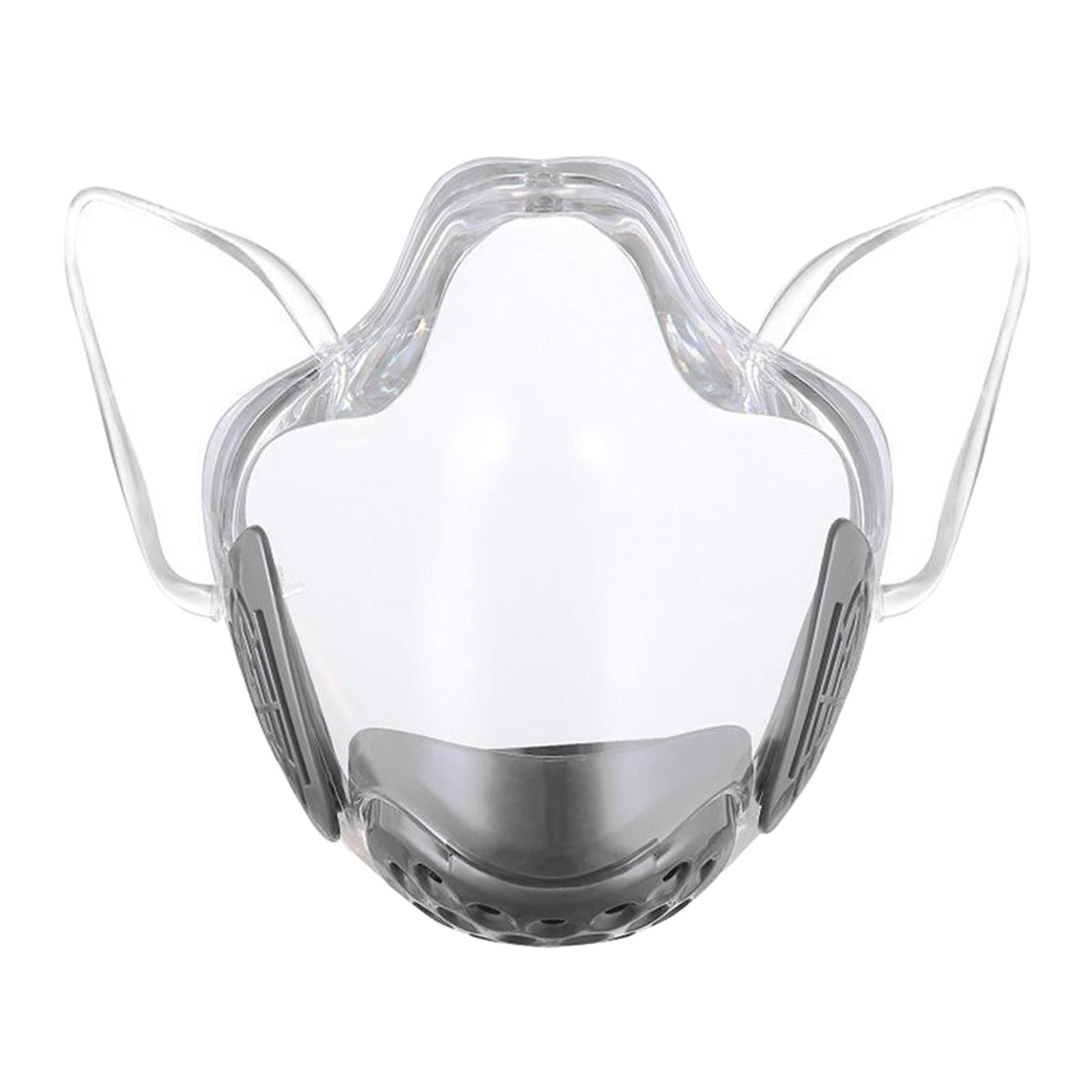 1x Transparent Clear Face Shield Mouth Cover Reusable Mouth Shields Gray