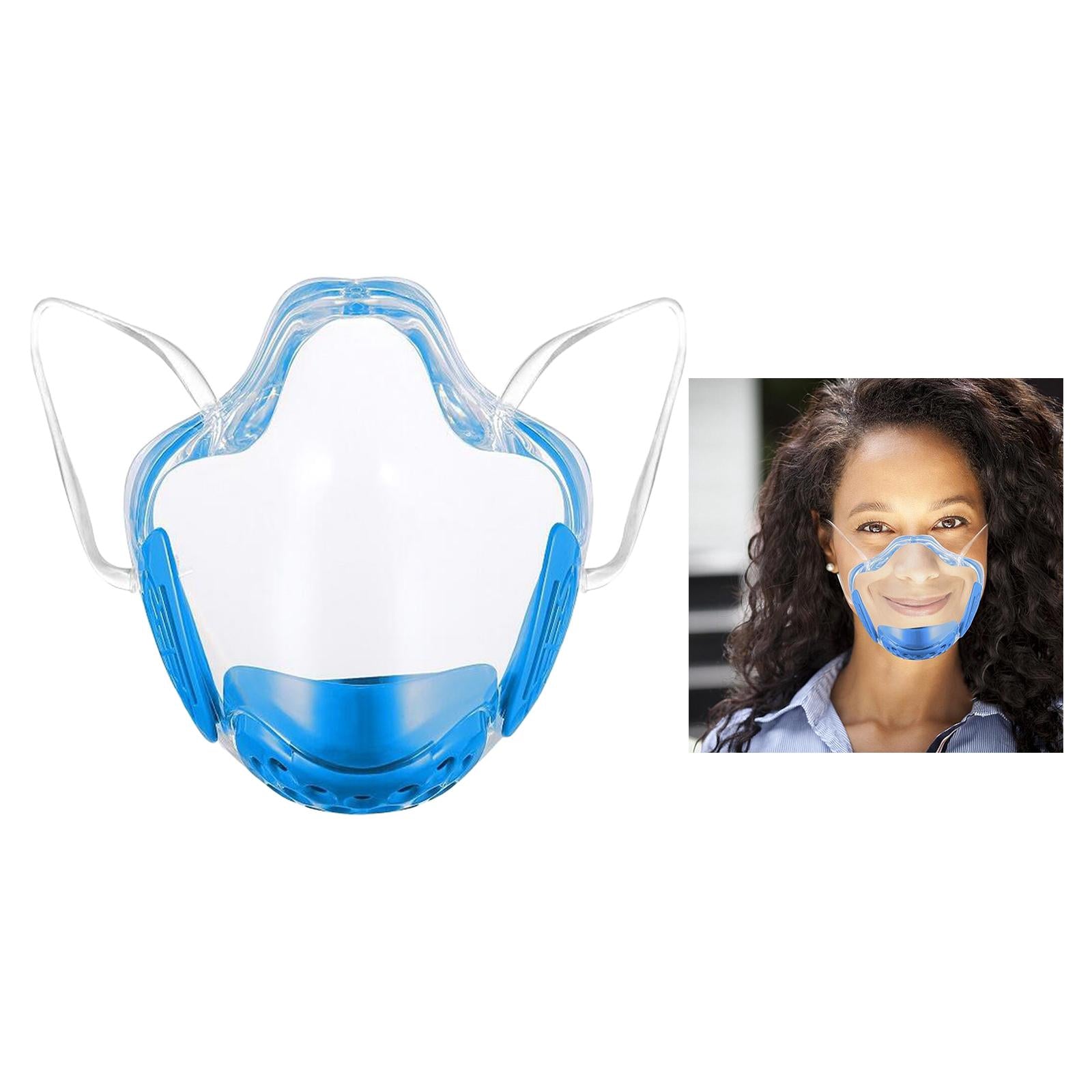 Transparent Clear Face Shield Mouth Cover Reusable Mouth Shields Blue