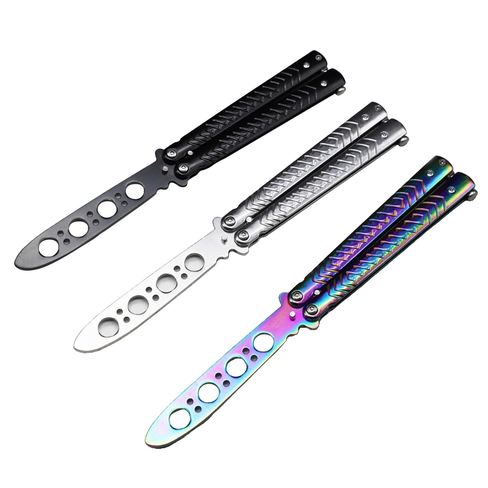Butterfly Practice Knife Trainer Steel Training Tool Portable Black