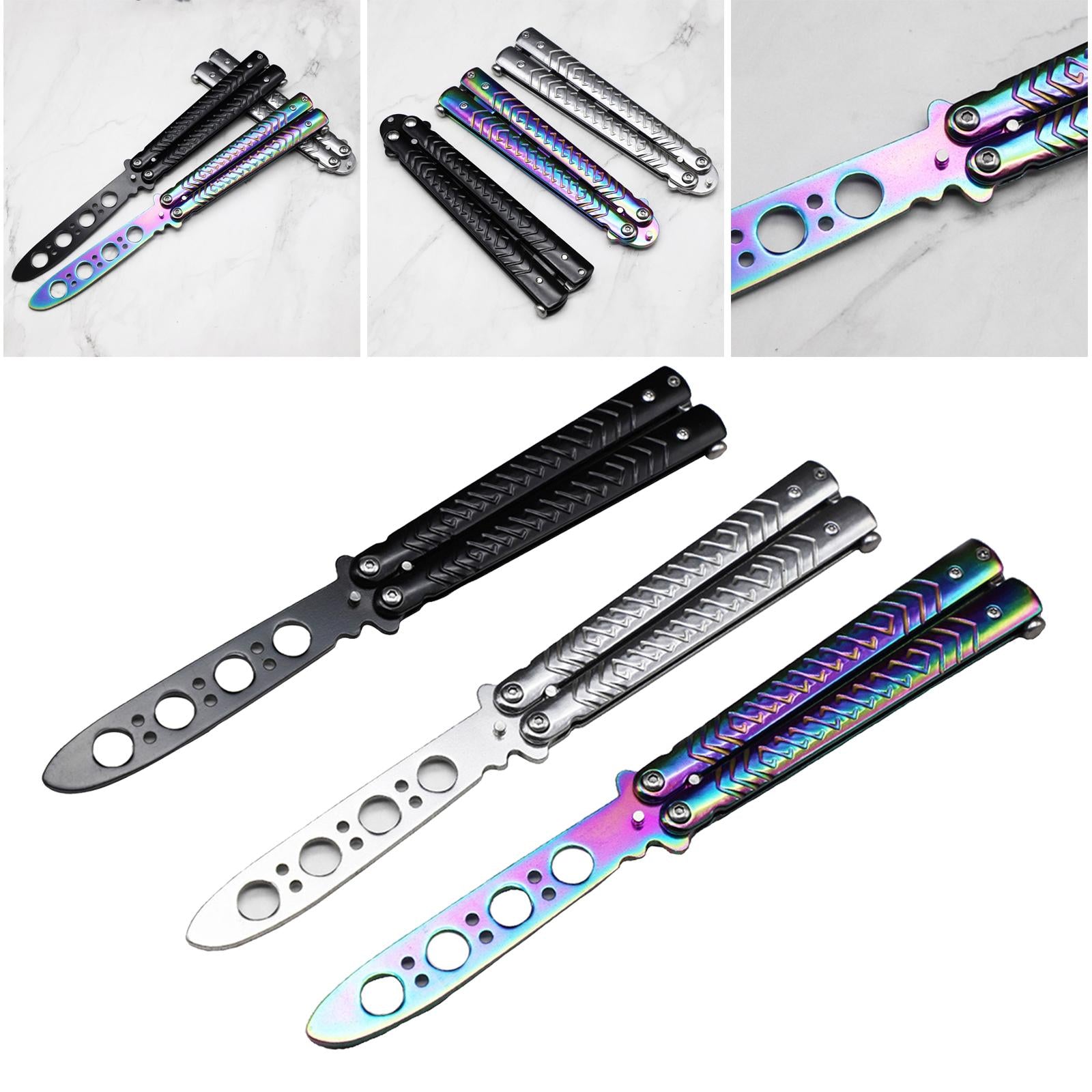 Butterfly Practice Knife Trainer Steel Training Tool Portable Black