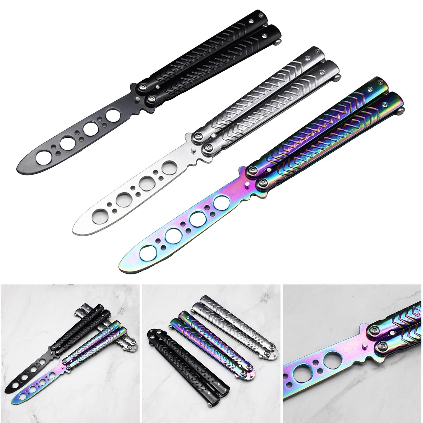 Butterfly Practice Knife Trainer Steel Training Tool Portable Black