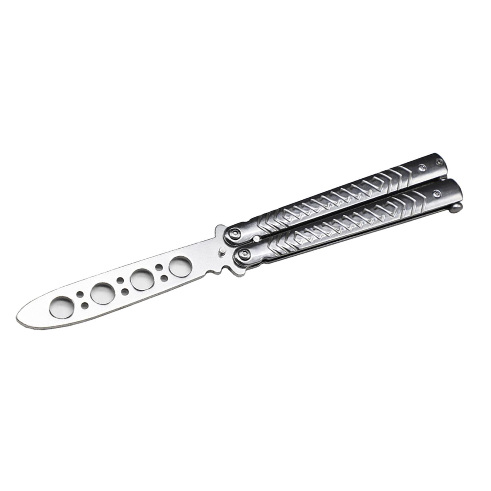 Butterfly Practice Knife Trainer Steel Training Tool Portable Silver