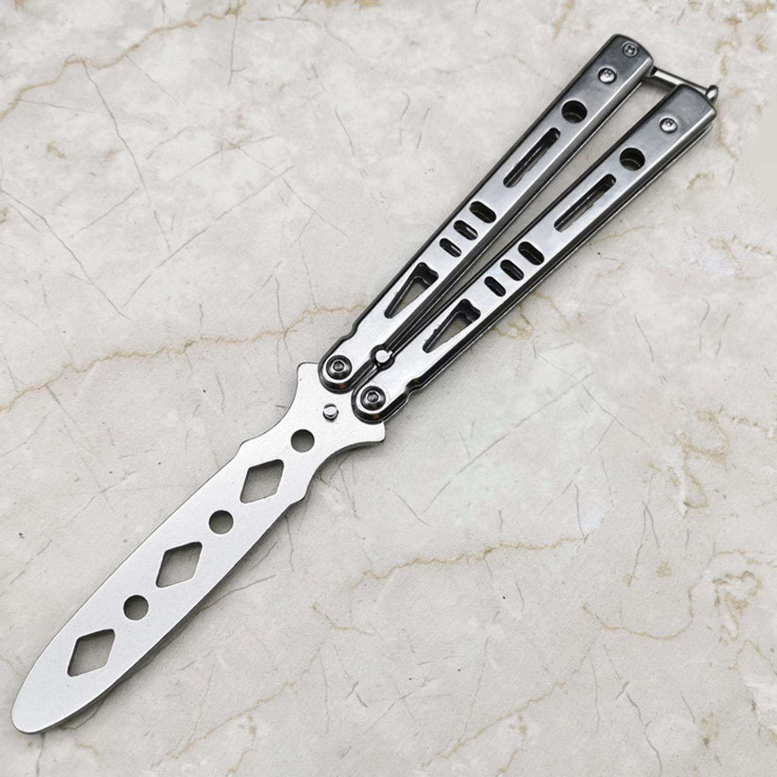 Steel Butterfly Practice Knife Trainer Training Tool Portable Silver