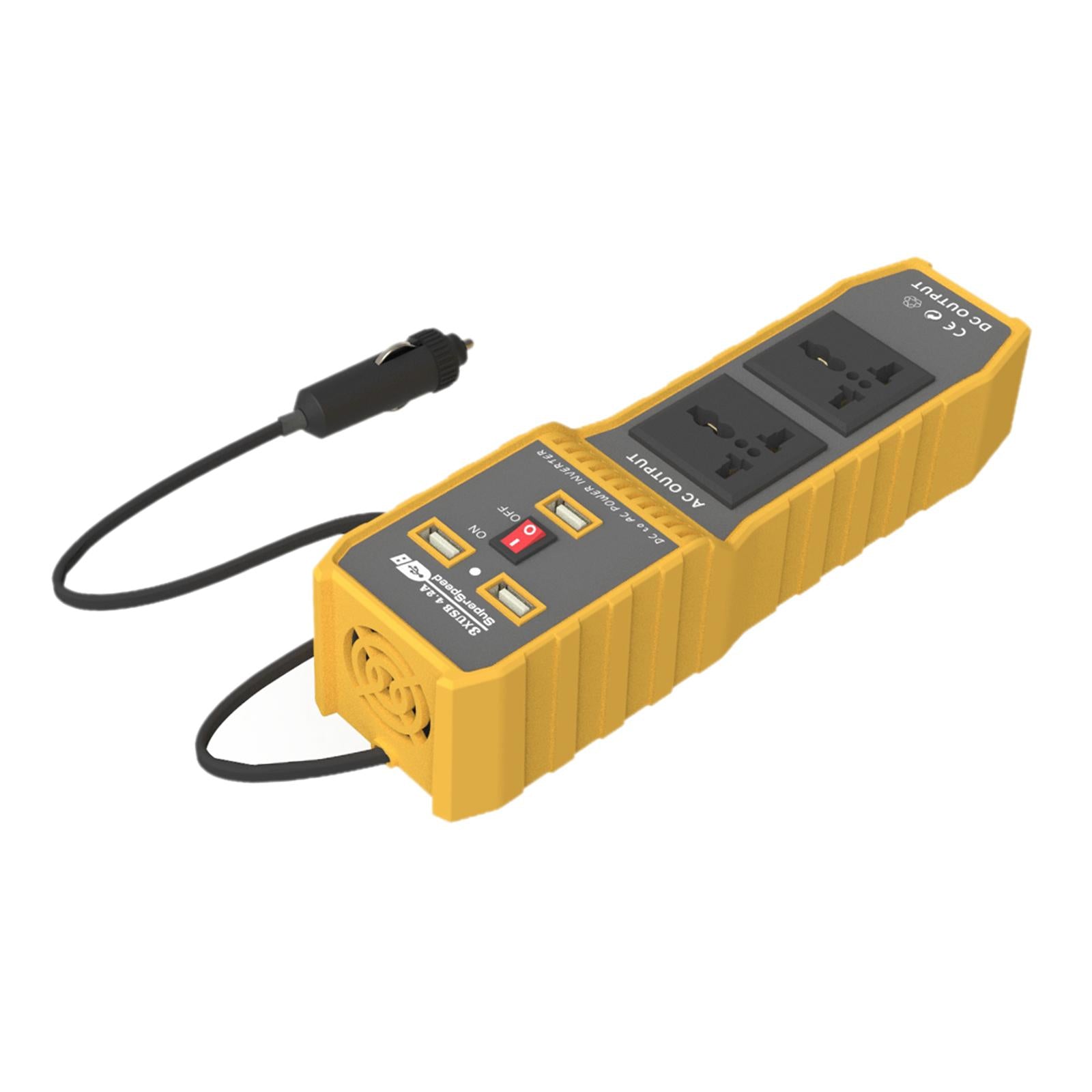 200W DC to AC Car Power Inverter Charger 3 Ports USB and 2 AC Outlets 220V