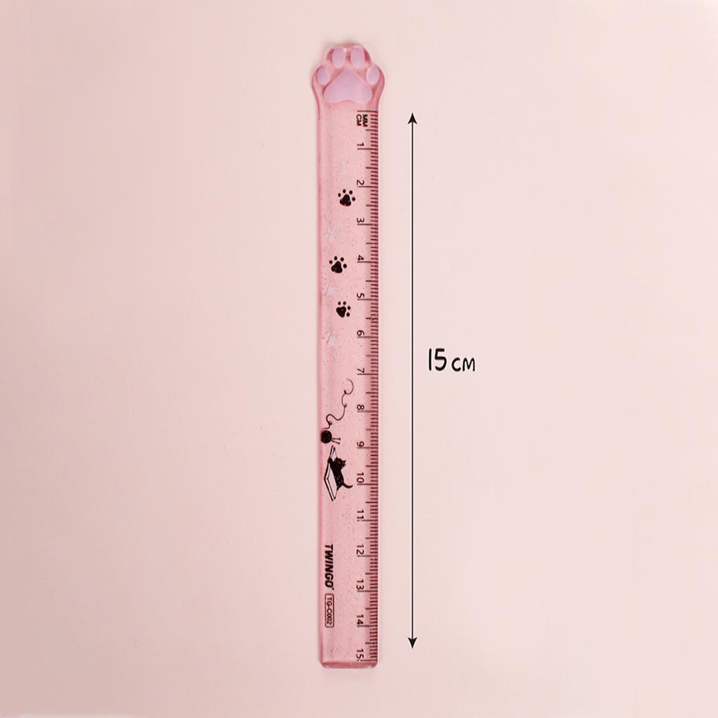 Cute Student Ruler Cat Paw-shaped Measuring Scale Clear Scale Accessories Pink