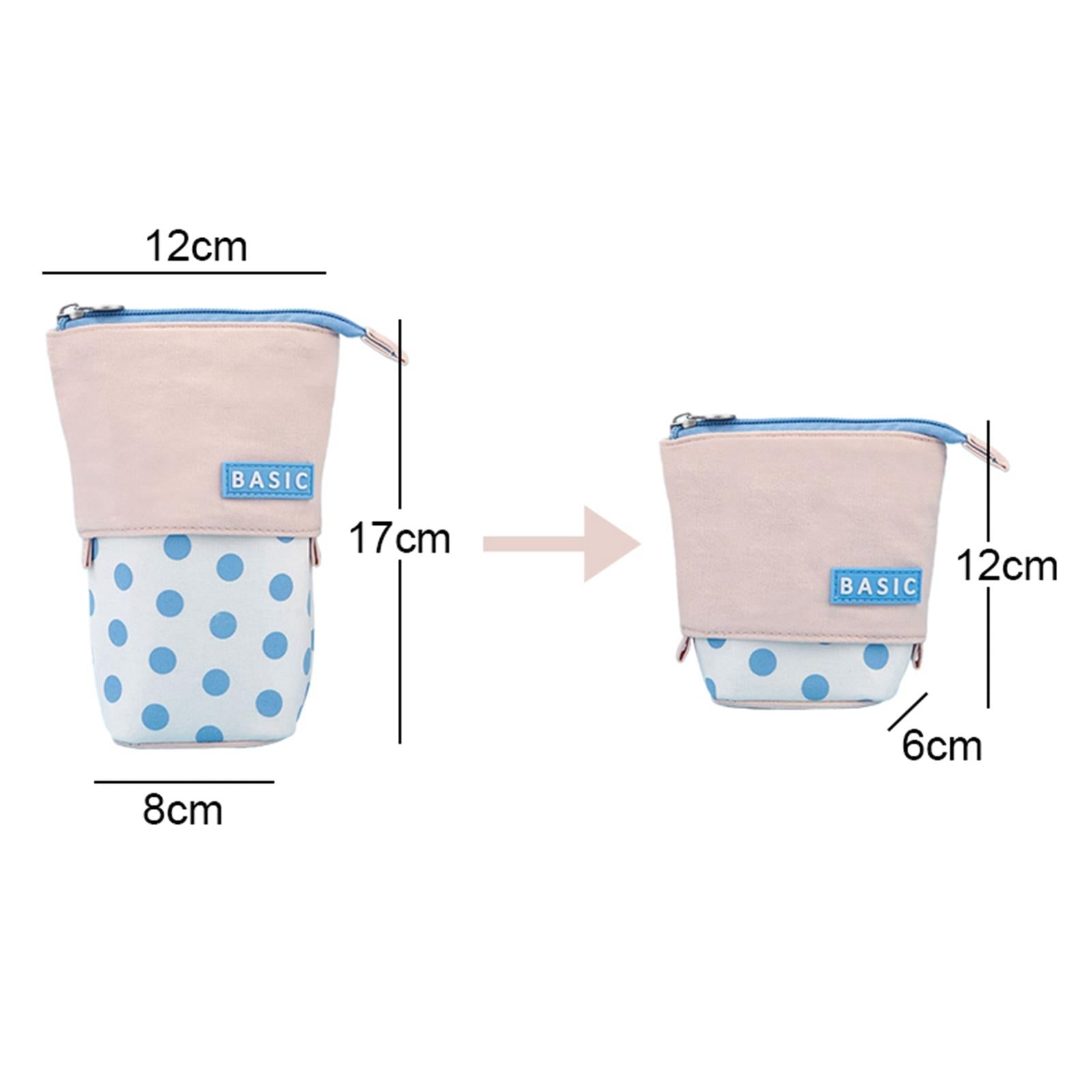 Pencil Telescopic Holder Bag Portable Canvas Cosmetic Pouch Blue Wave Point