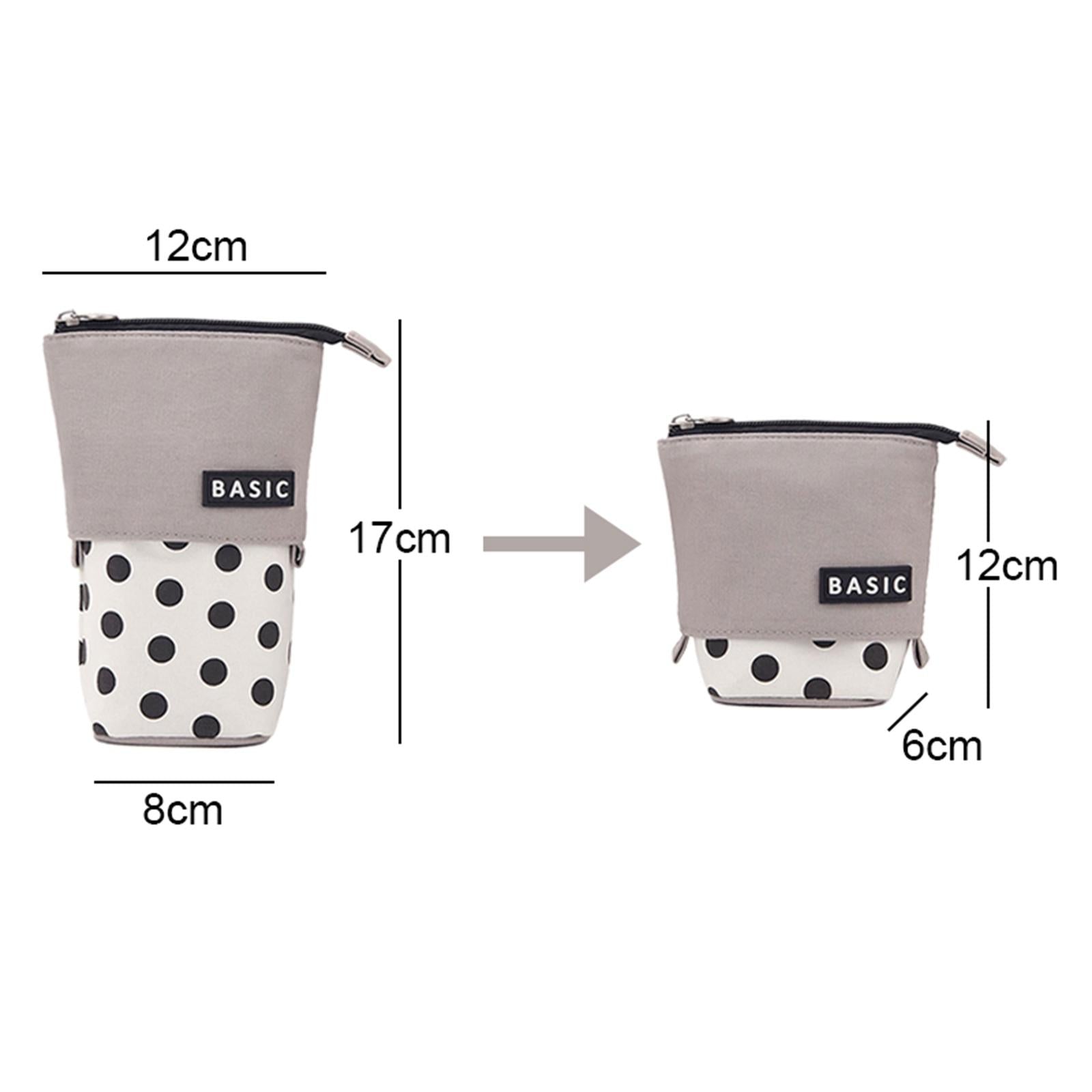 Pencil Telescopic Holder Bag Portable Canvas Cosmetic Pouch Black Wave Point