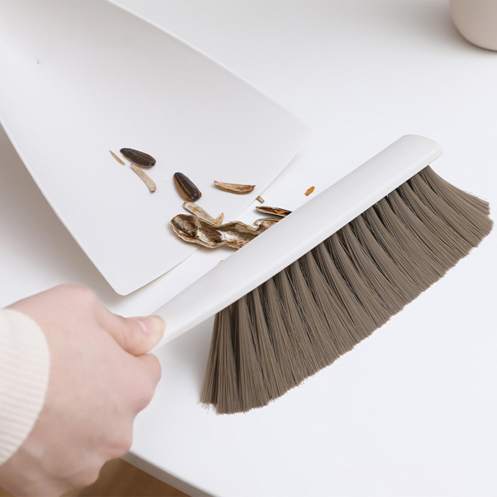 Dustpan and Brush Set Bristles Brush Cleaning Tool for Table Countertop Home