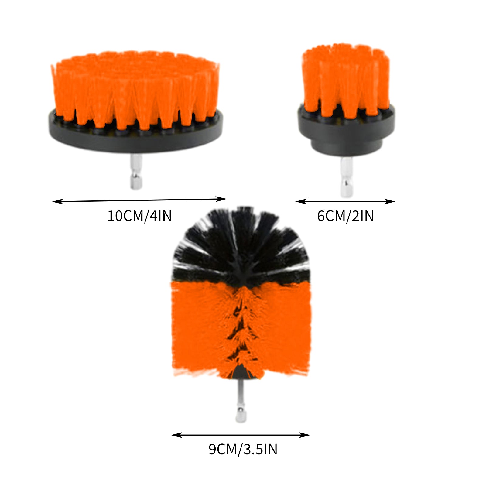 3x Drill Brush Power Scrubber All Purpose for Floors Bathroom Bathtub Orange