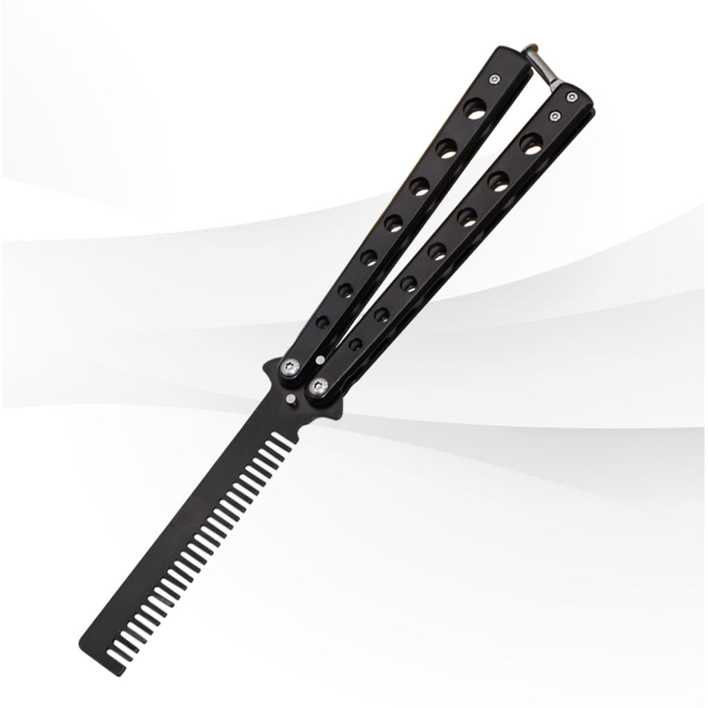 Foldable Beginner Butterfly Knife Practice Knife Combs  Training Knife Black