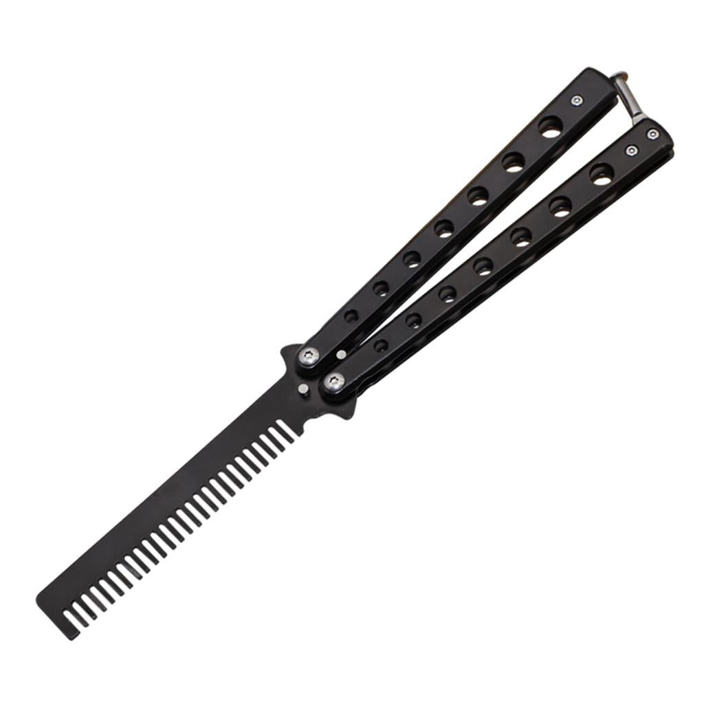 Foldable Beginner Butterfly Knife Practice Knife Combs  Training Knife Black