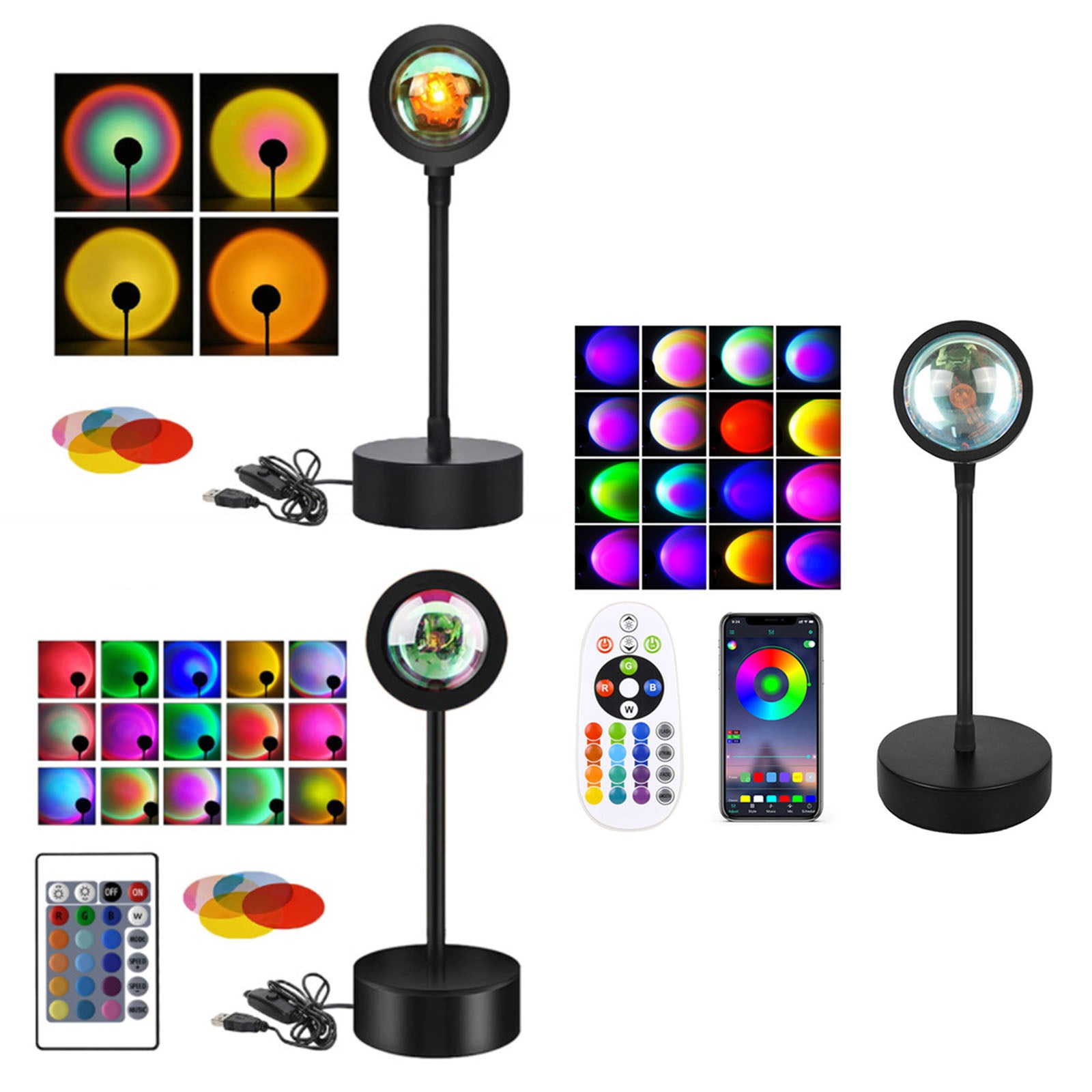 Smart Sunset Projector Projection Atmosphere LED Night Light USB