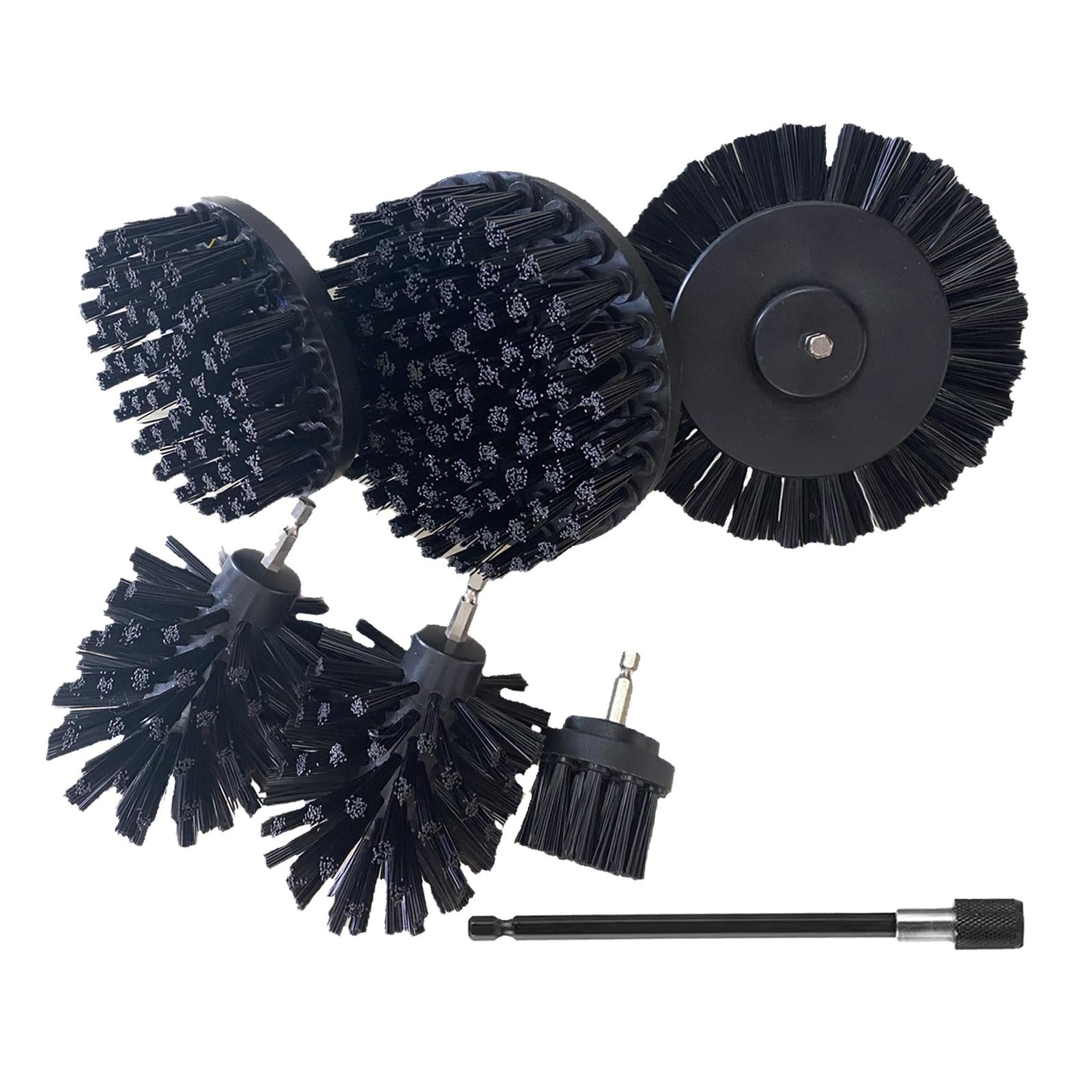 7Pcs Drill Brush Attachment Cleaner Combo Replacement for Bathtub Sink Grout Black