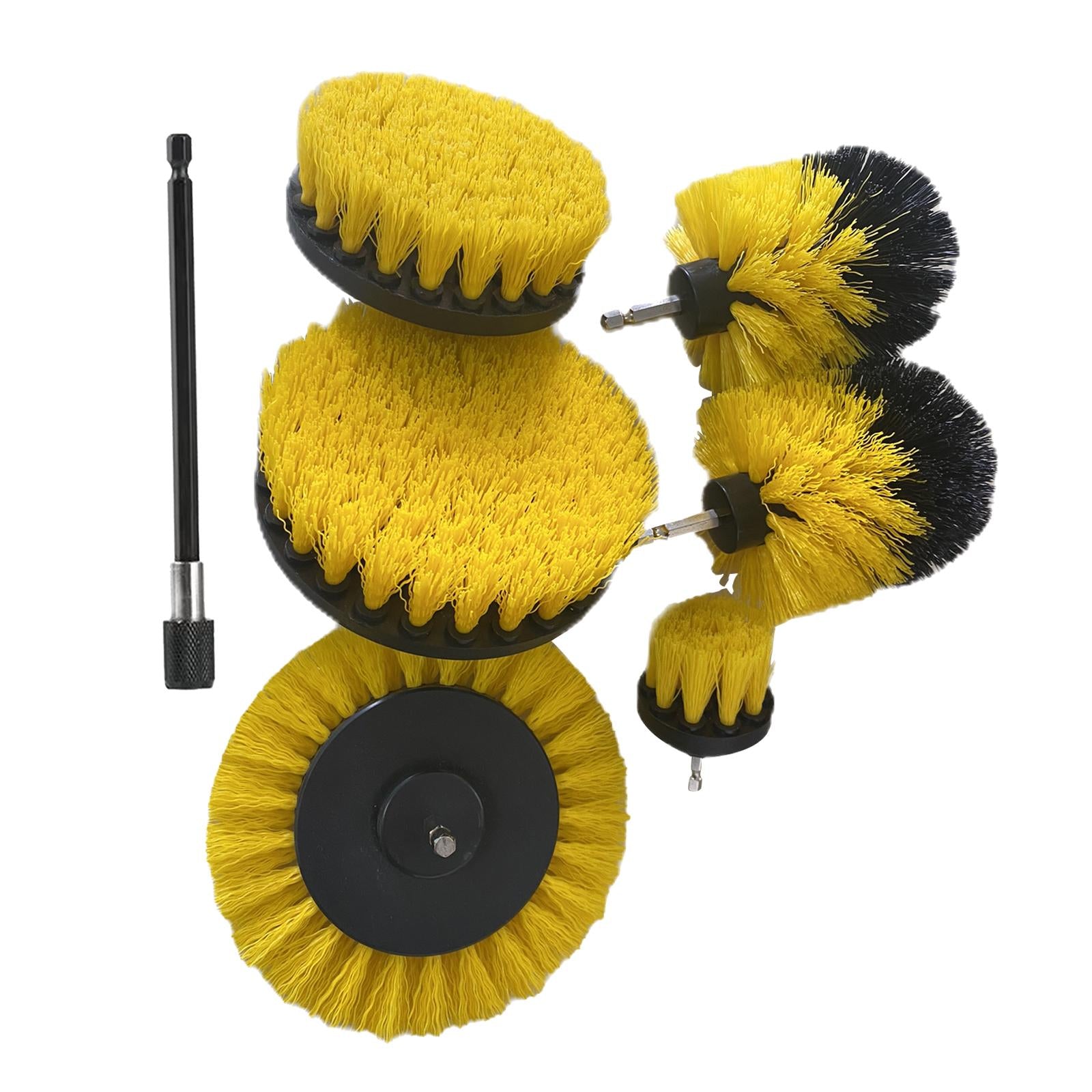 7Pcs Drill Brush Attachment Cleaner Combo Replacement for Bathtub Sink Grout Yellow