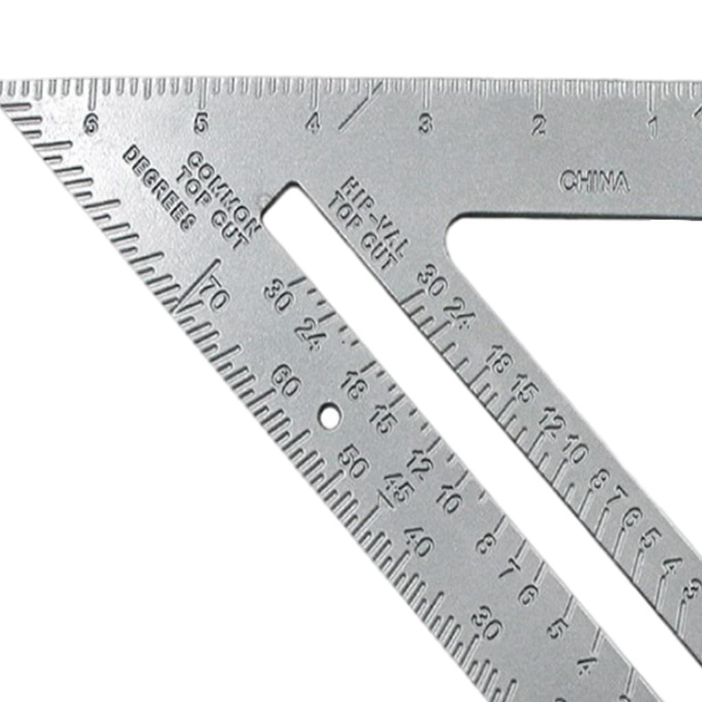 Metal 7 inch Square 90 Degree Carpenter Triangle Ruler Easy to Read Grey