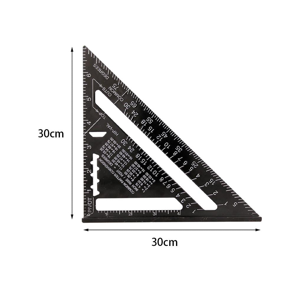 Metal 7 inch Square 90 Degree Carpenter Triangle Ruler Easy to Read Black