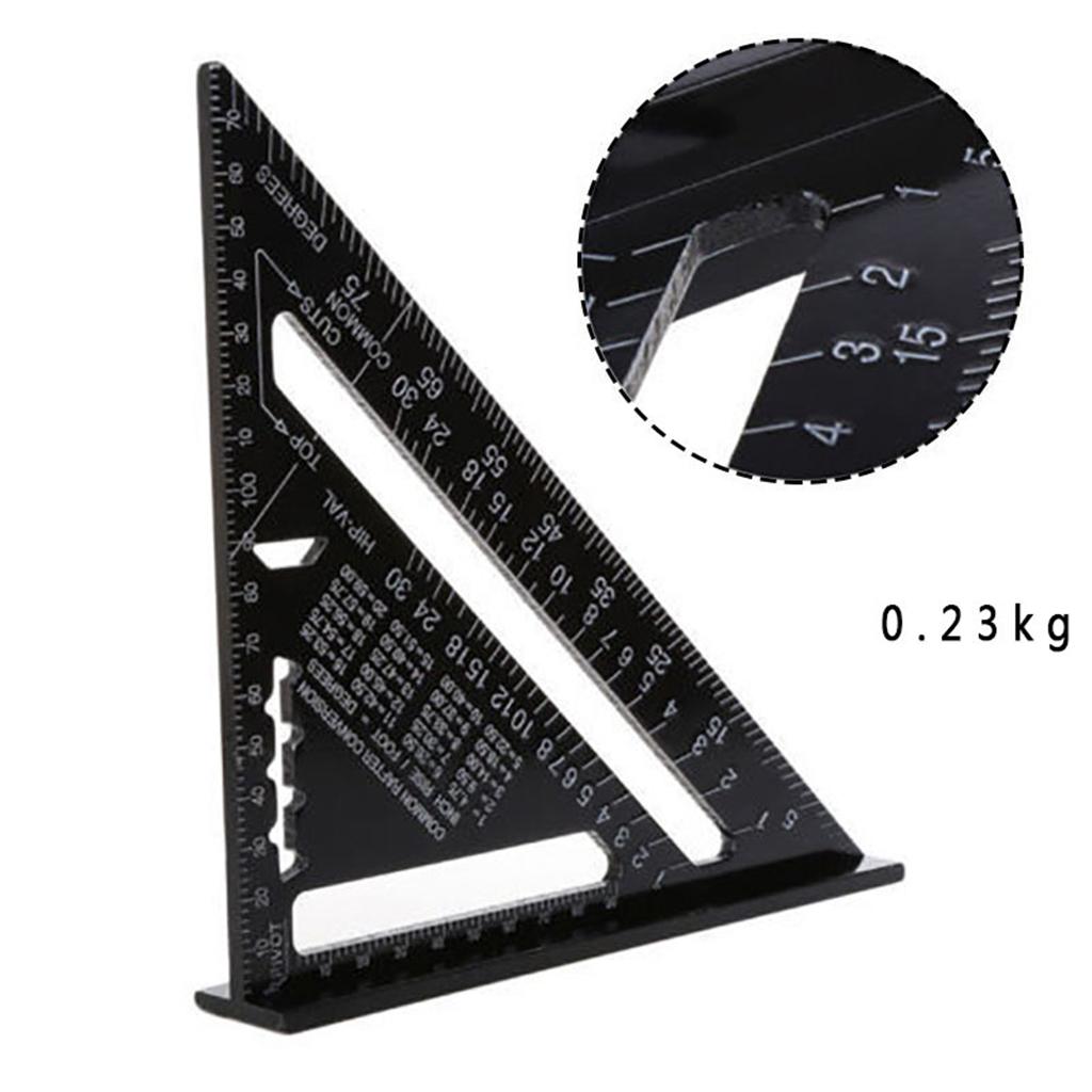 Metal 7 inch Square 90 Degree Carpenter Triangle Ruler Easy to Read Black